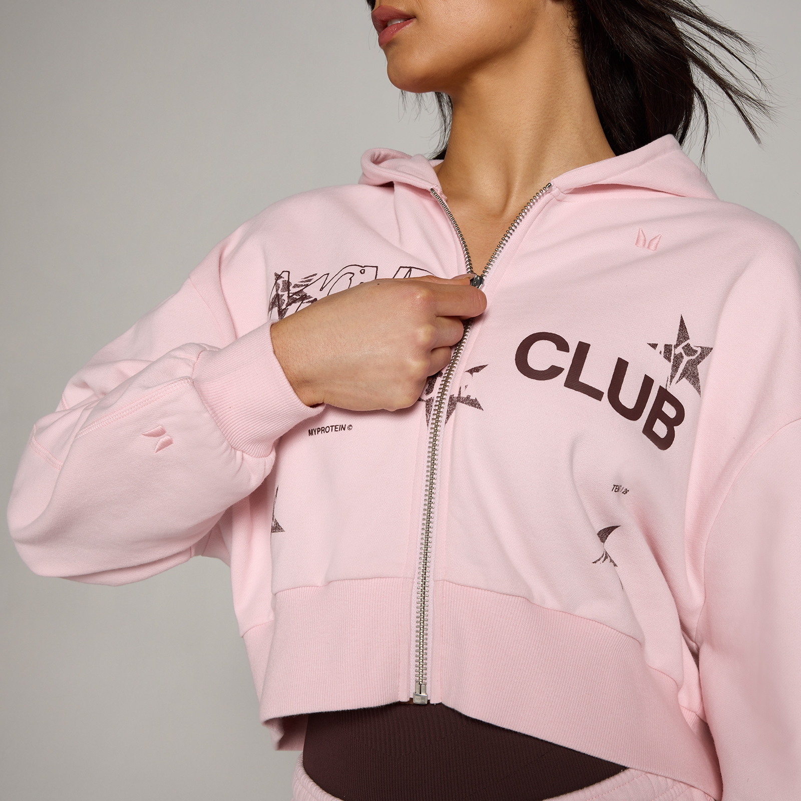 Thumbnail - MP Damen Move Club Graphic Leicht Loopback Durchgehender Reißverschluss Hoodie - Blush - M