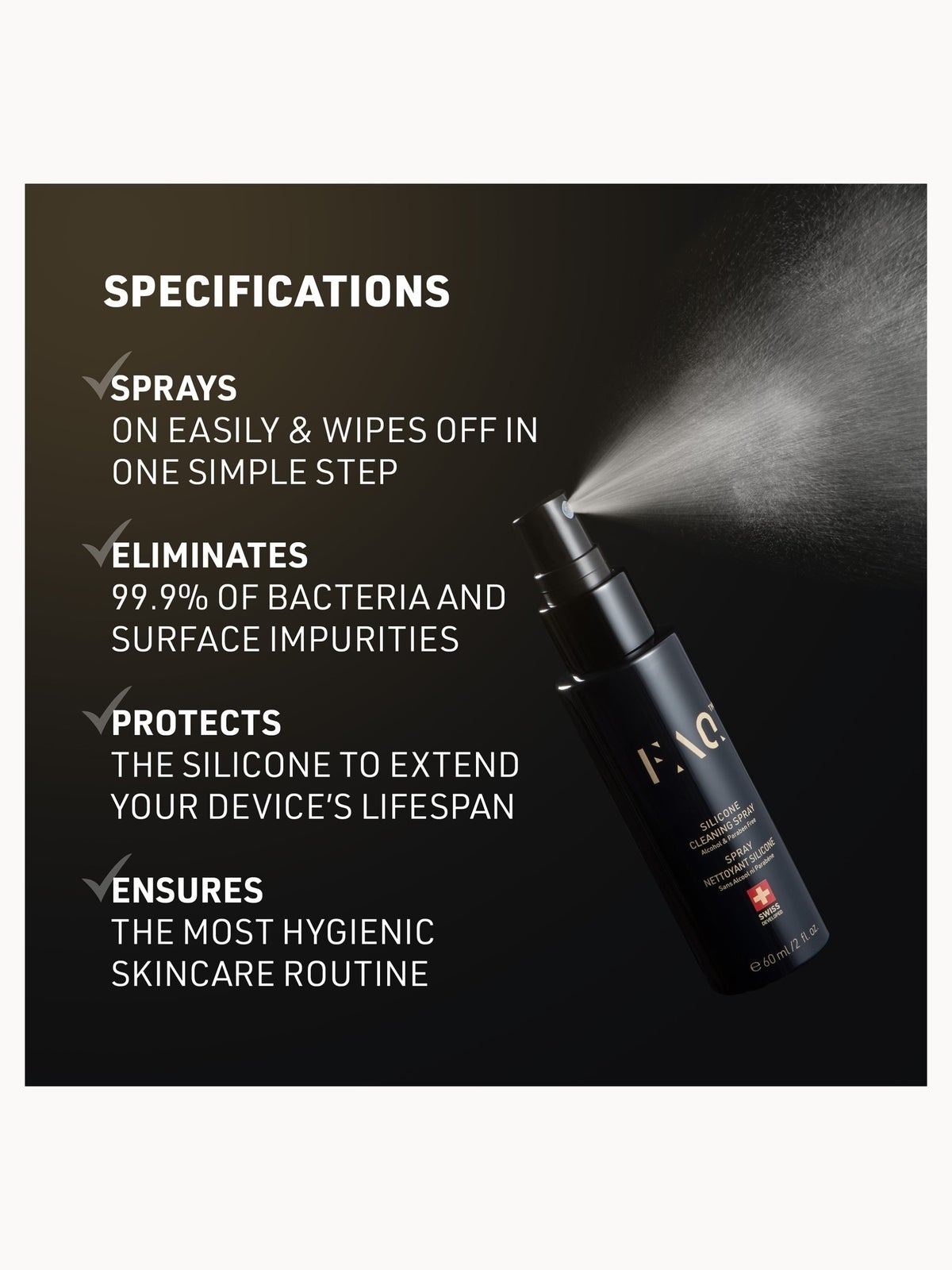 FOREO FAQ Silicone Cleaning Spray 60ml 3