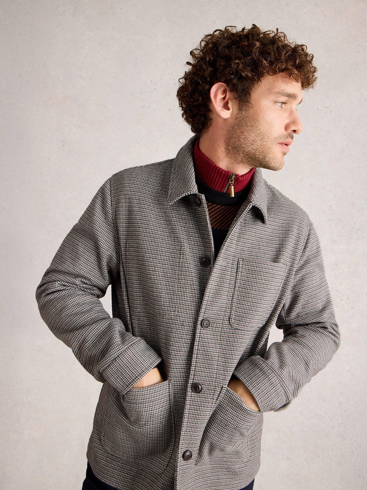 Worker-Jacke mit Hahnentrittmuster - XL