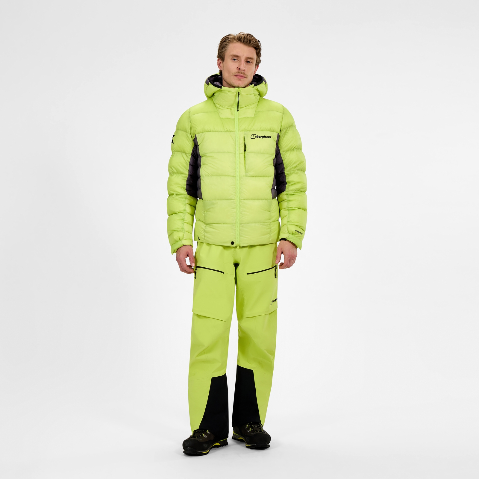 Image of Men's MTN Arete Ultra Down Hoody - Yellow/Purple