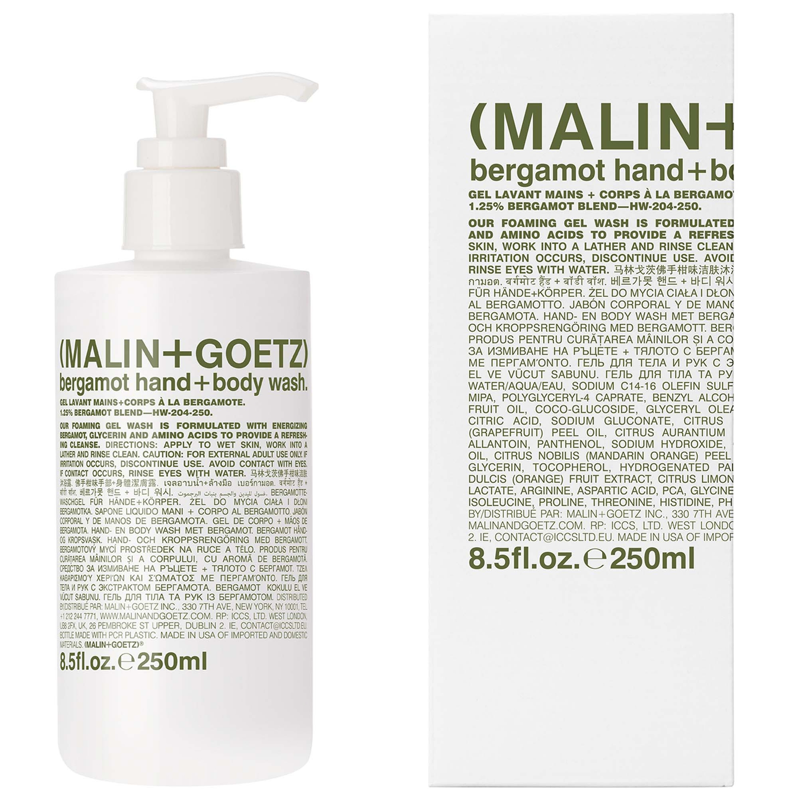 Malin & Goetz Bergamot Hand + Body Wash 250ml