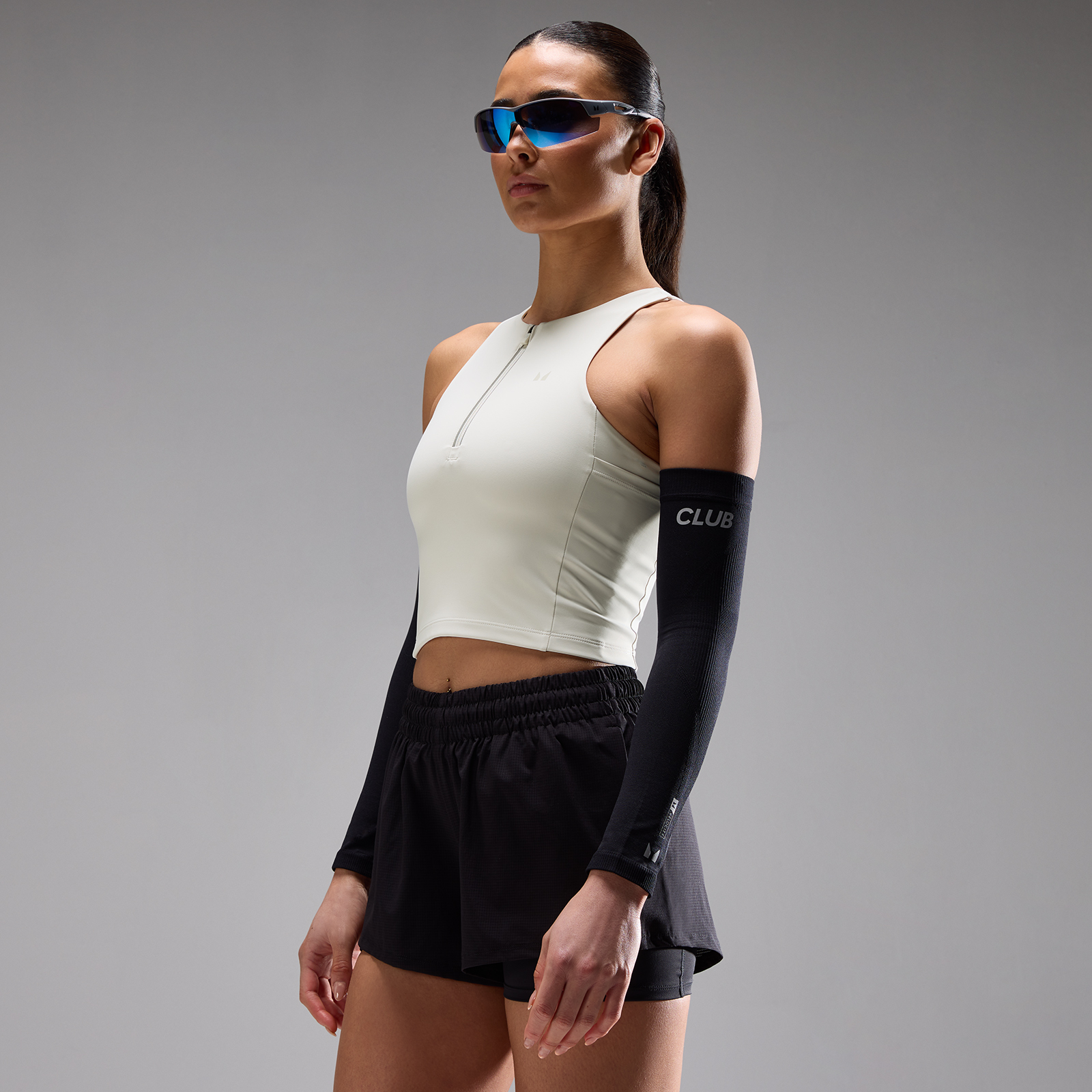 Top da corsa donna MP Velocity Ultra con zip frontale - Grigio nebbia - XL