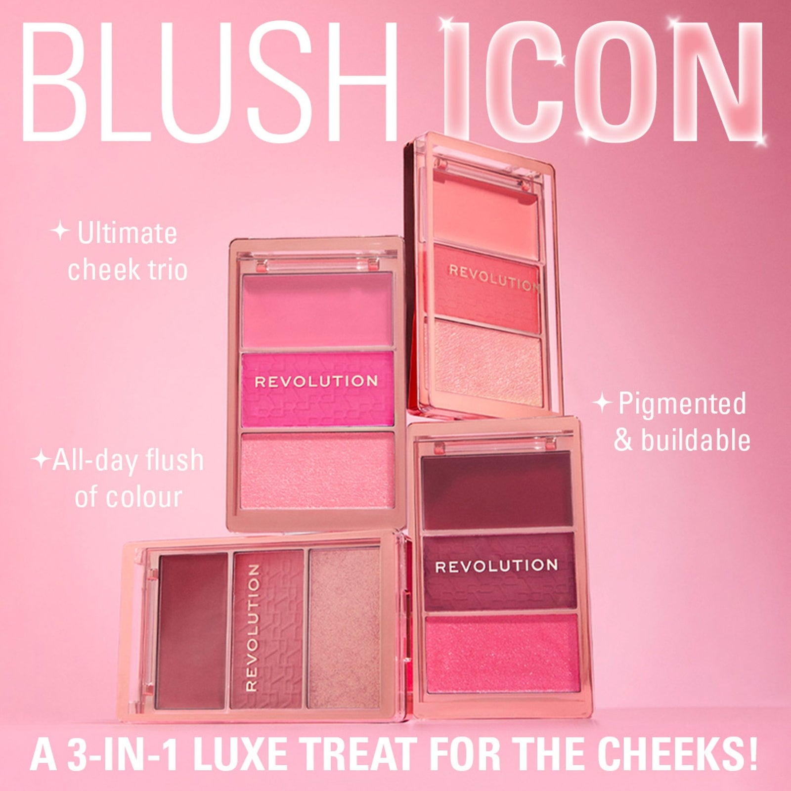 Revolution Blush Icon Palette 70g (Various Shades) - Aura Points Rose 4
