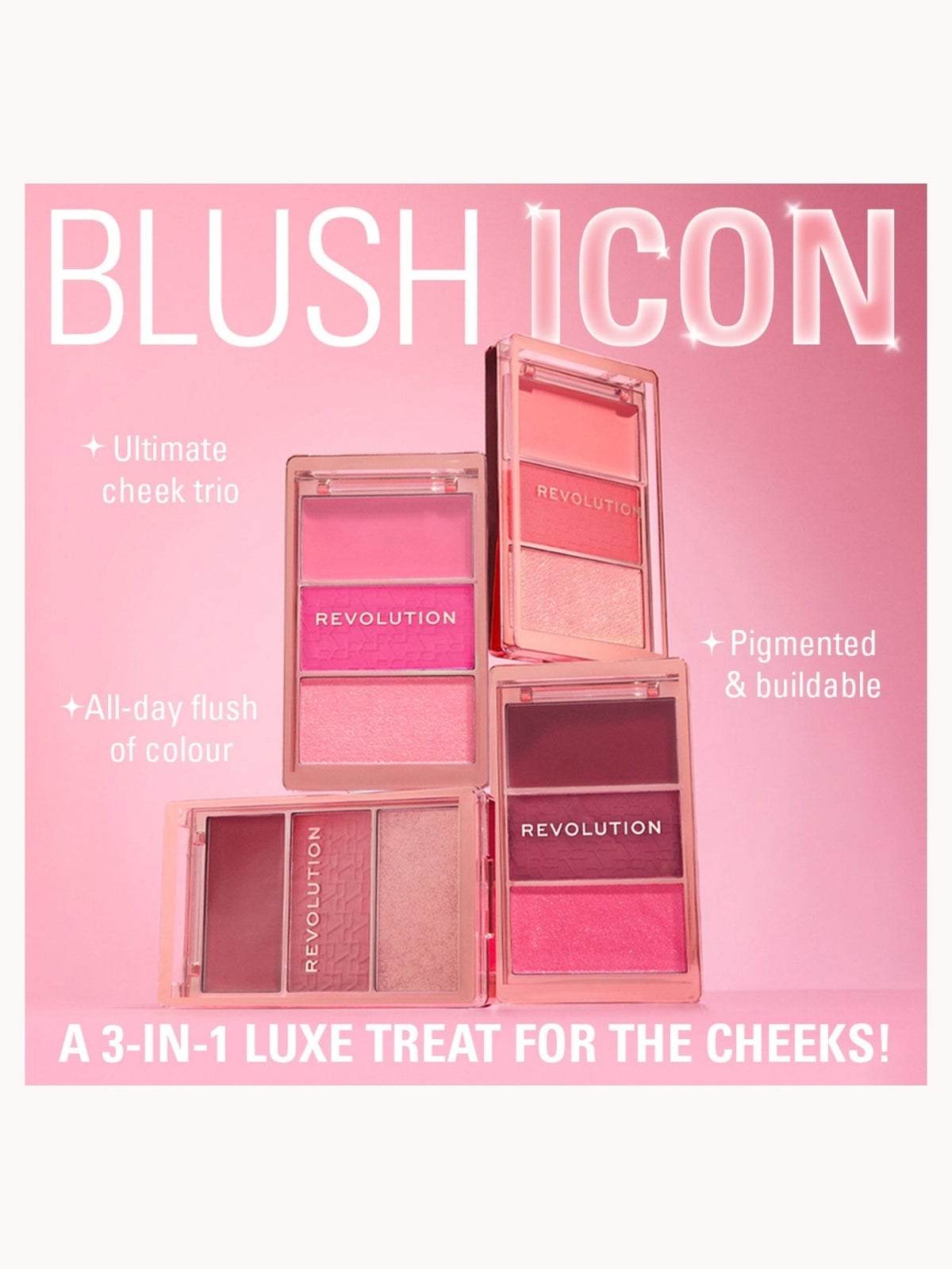 Revolution Blush Icon Palette 70g (Various Shades) - Aura Points Rose 4