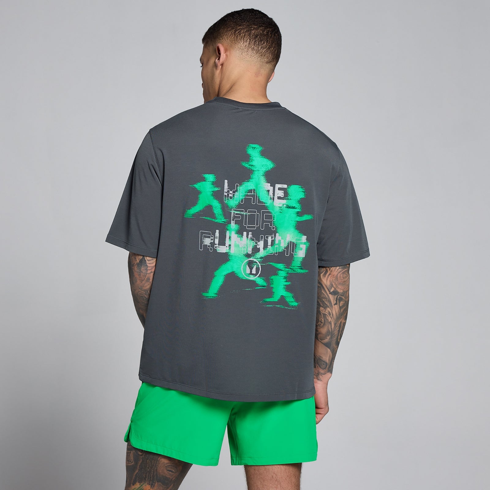 T-shirt MP uomo Velocity grafica in cotone modal - Grigio scuro/verde - XS