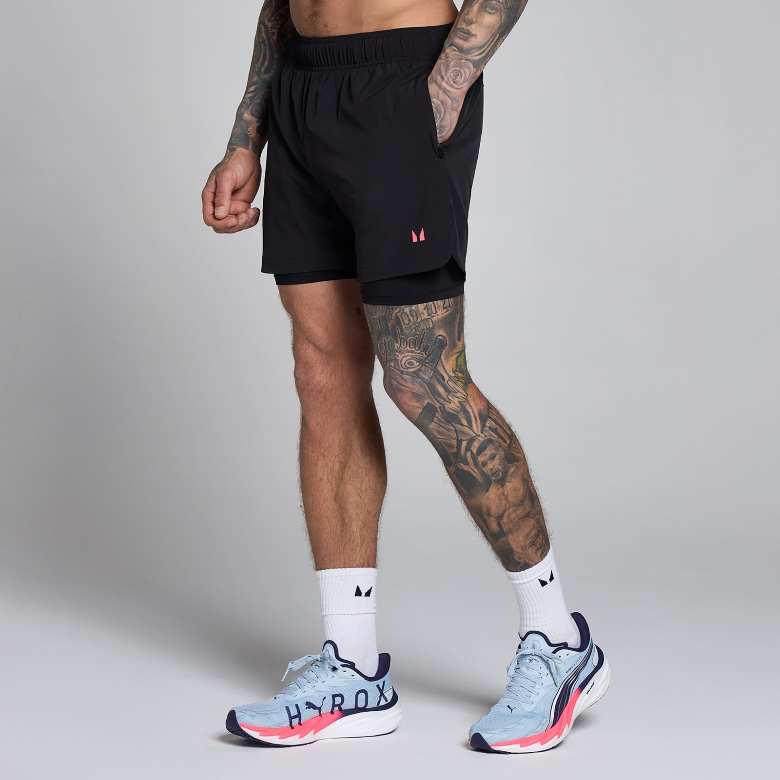 Pantaloncini MP uomo Training 5  2 in 1 tessuto - Nero/rosa vibrante - S
