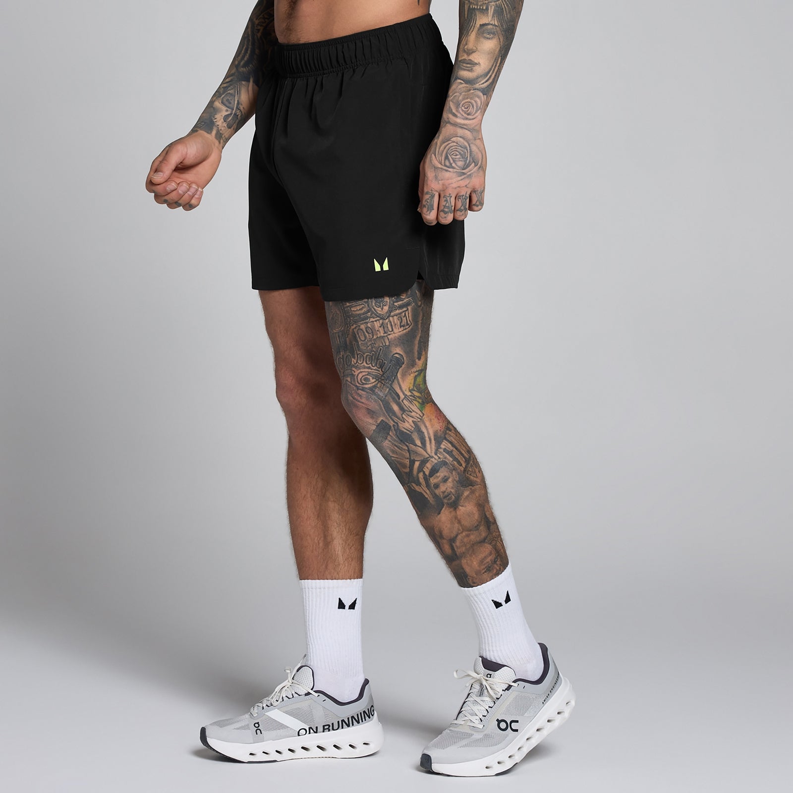 Pantaloncini MP uomo Training 5  tessuto - Nero/lime chiaro - L