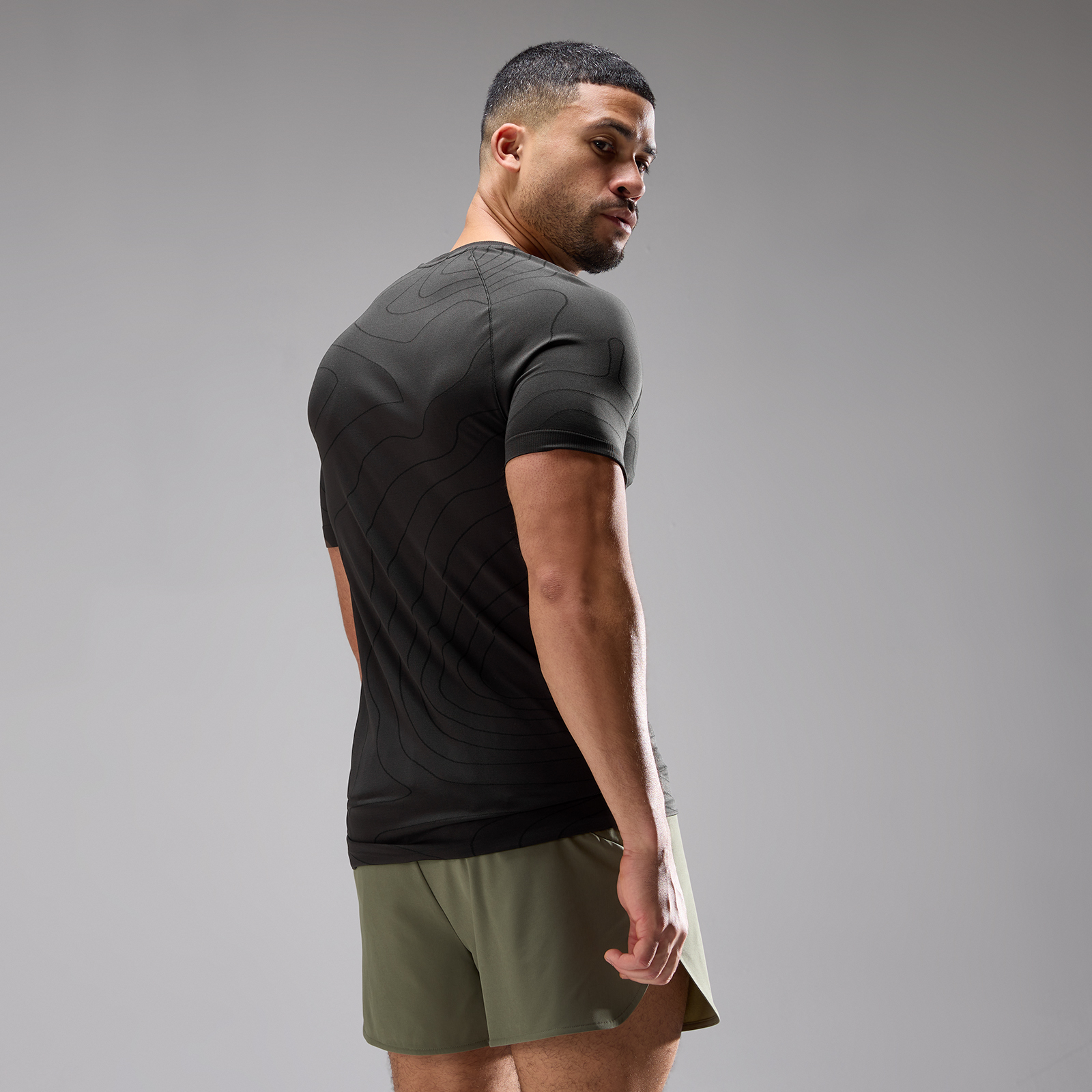 MP Herren Velocity Ultra Muscle Fit Nahtlos T-Shirt - Gewaschen Schwarz - L