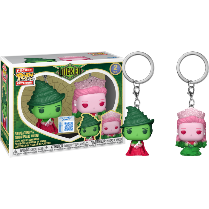 Image of Wicked Glinda & Elphaba (Ombre) 2 Pieces Funko POP Keychain