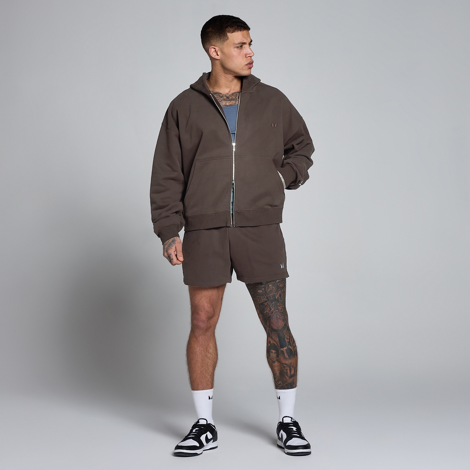 Thumbnail - MP Herren Lift Oversized Loopback 2-Wege-Reißverschluss Hoodie - Schokolade - M