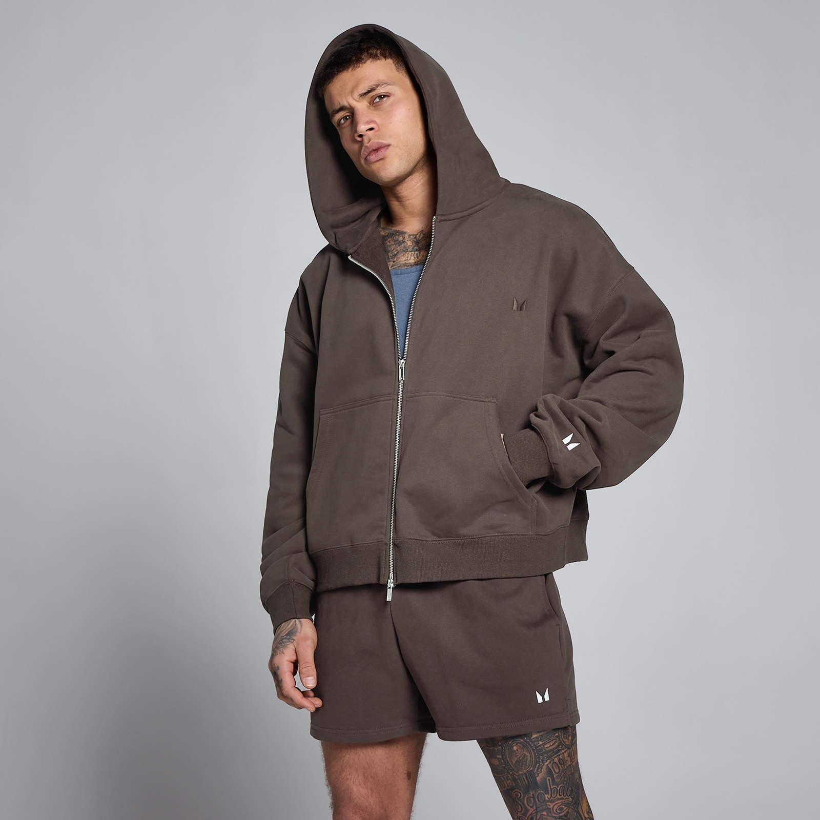 MP Herren Lift Oversized Loopback 2-Wege-Reißverschluss Hoodie - Schokolade - M