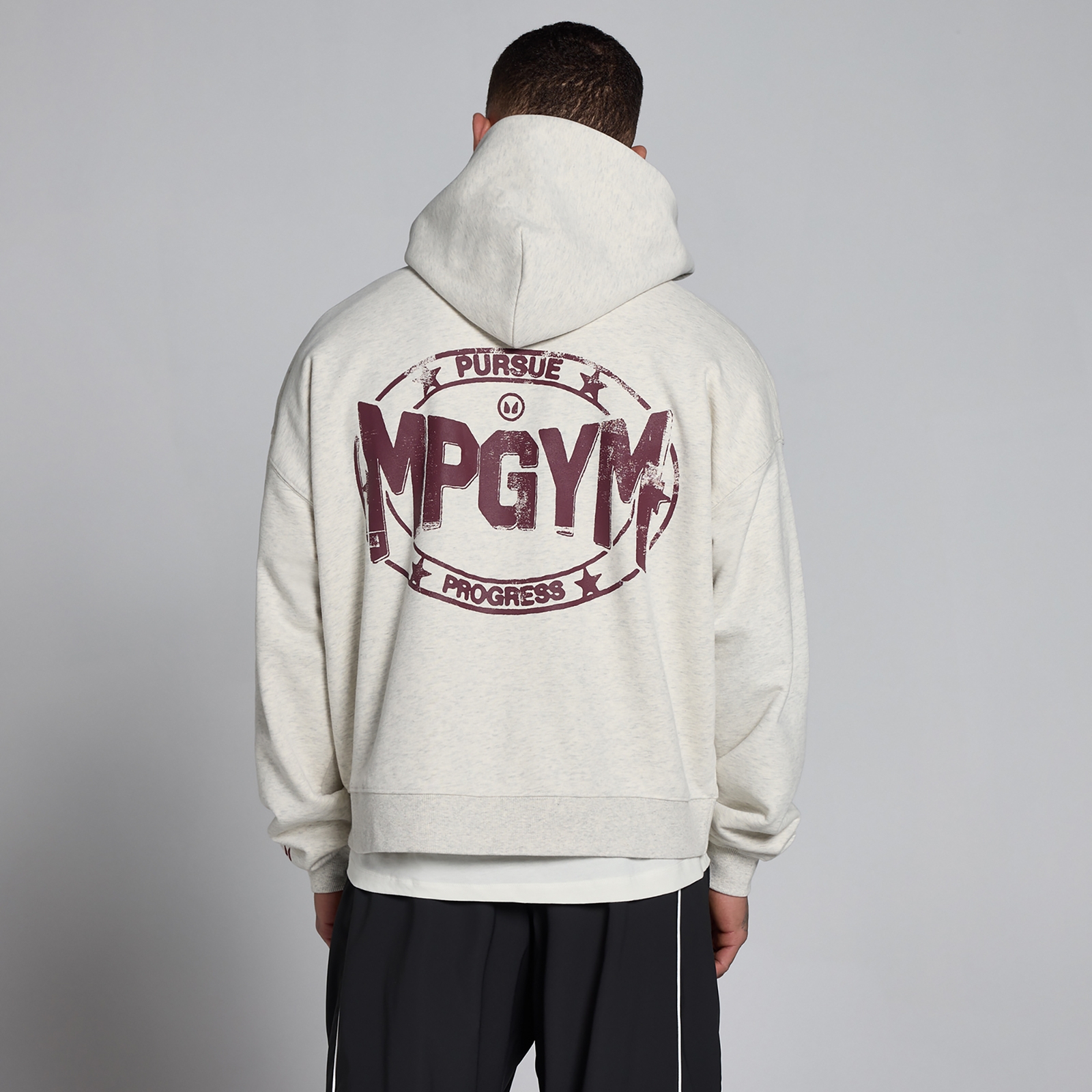 Myprotein UK MyProtein MP Men's Lift Oversized Loopback 2 Way Zip Hoodie - Creamy Grey Marl