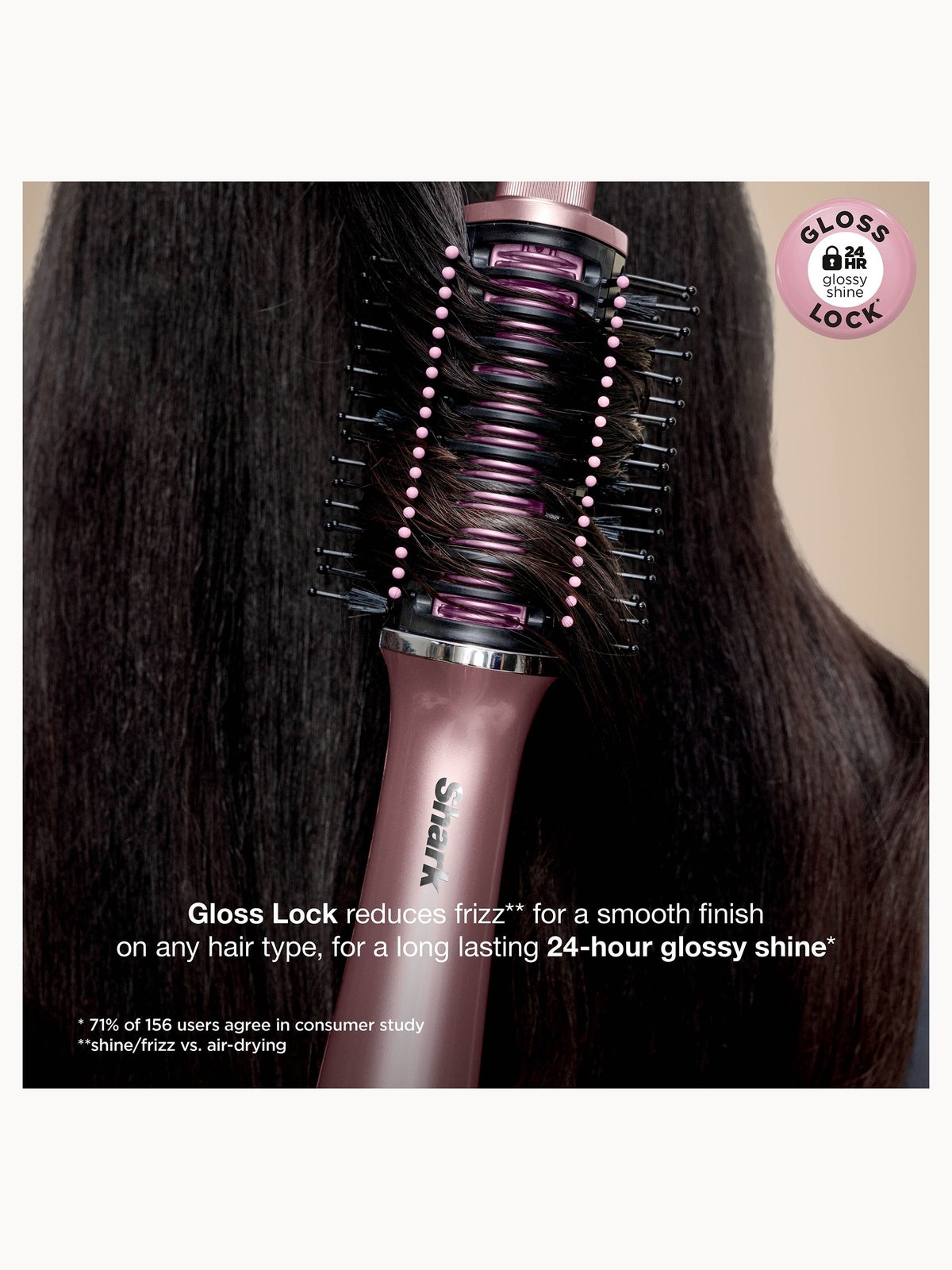 Shark Glossi Hot Brush 2-in-1 Heated Straightening Brush - Lychee, HT302UKPK, photo 2