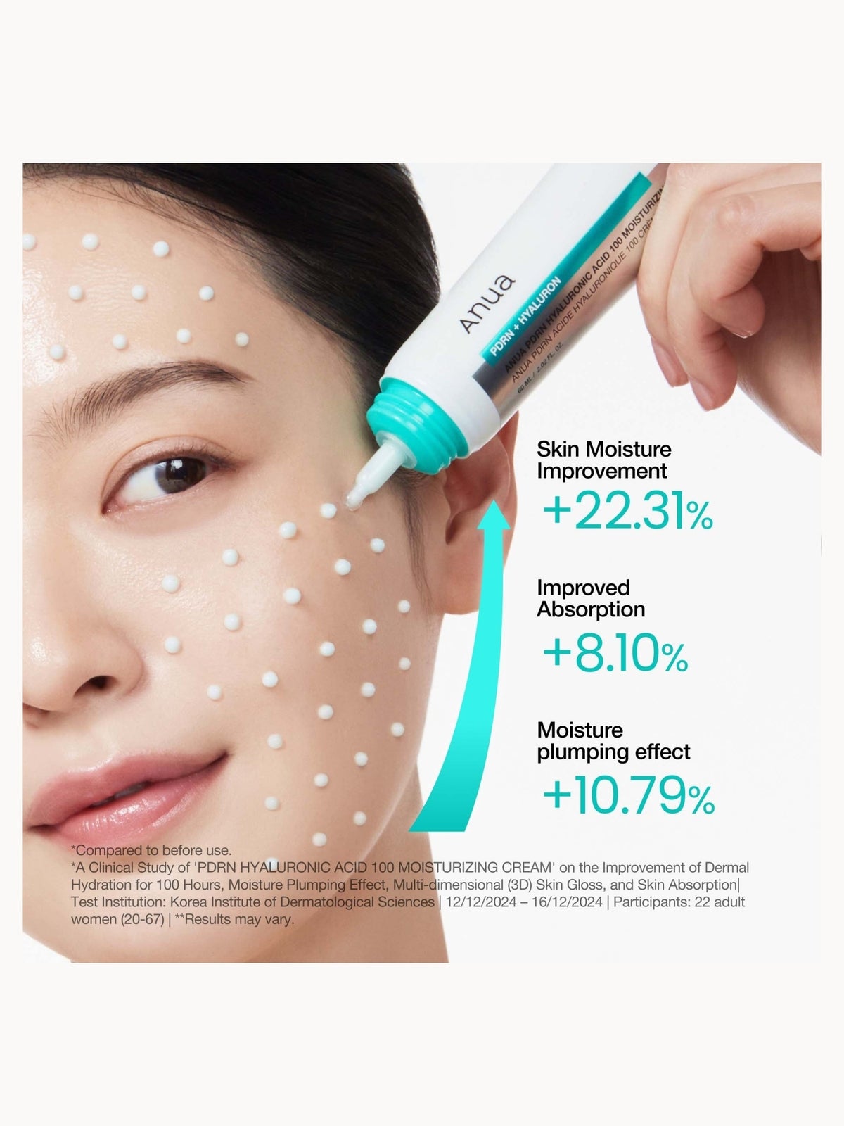 Anua PDRN Hyaluronic Acid 100 Moisturising Cream 60ml 4