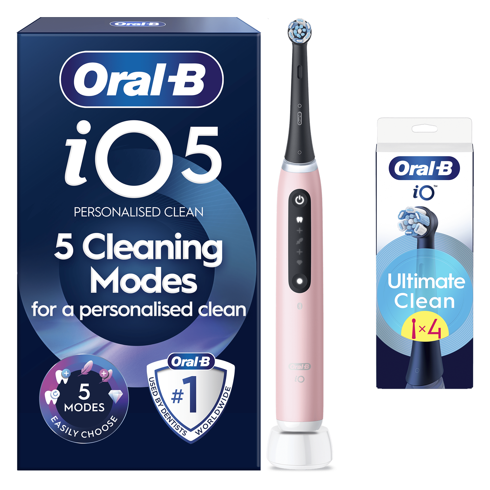 iO5 Series Blush Pink - Toothbrush + 4 Toothbrush Heads: retailer-supplied image