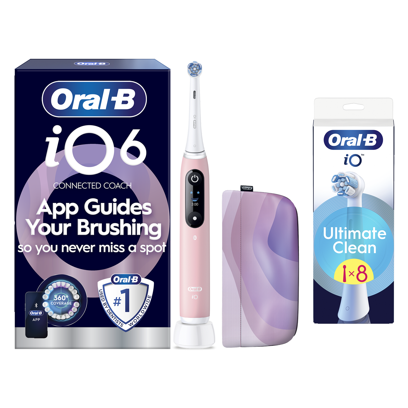 iO6 Series Pink Sand Luxe Edition - Toothbrush + 8 Toothbrush Heads: retailer-supplied image