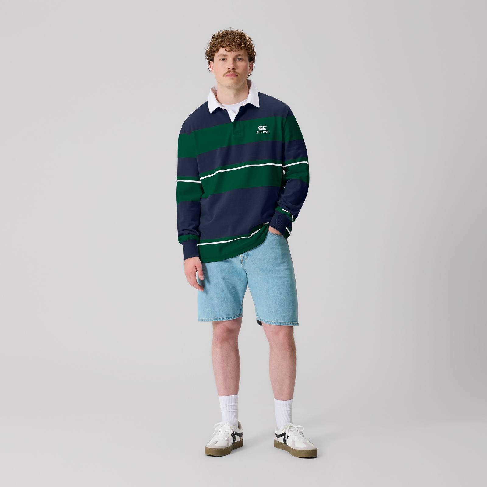 Mens Multi Stripe Rugby Jersey Navy