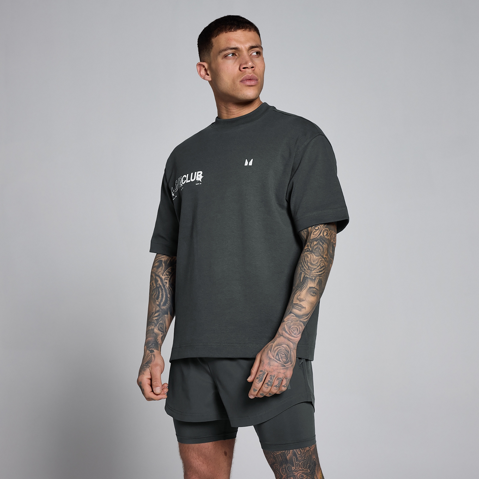 MP Herren Hybrid Graphic Oversized Baumwoll-T-Shirt - Gewaschen Schwarz - M