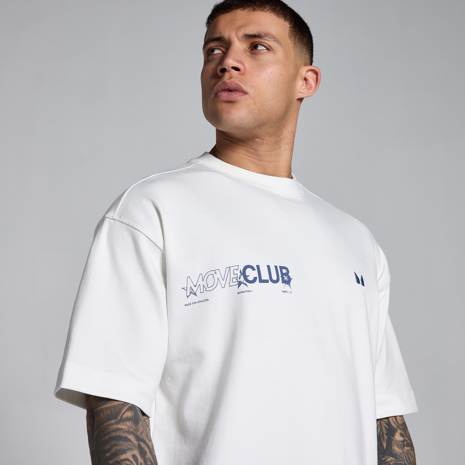 Thumbnail - MP Herren Hybrid Graphic Oversized Baumwoll-T-Shirt - Weiß/Schieferblau - L