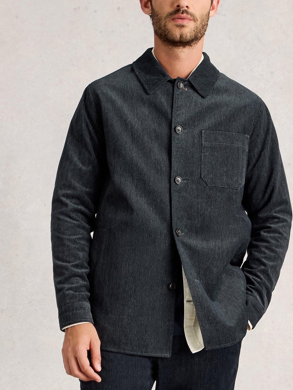 Hemdjacke mit Fischgrätmuster - XXL