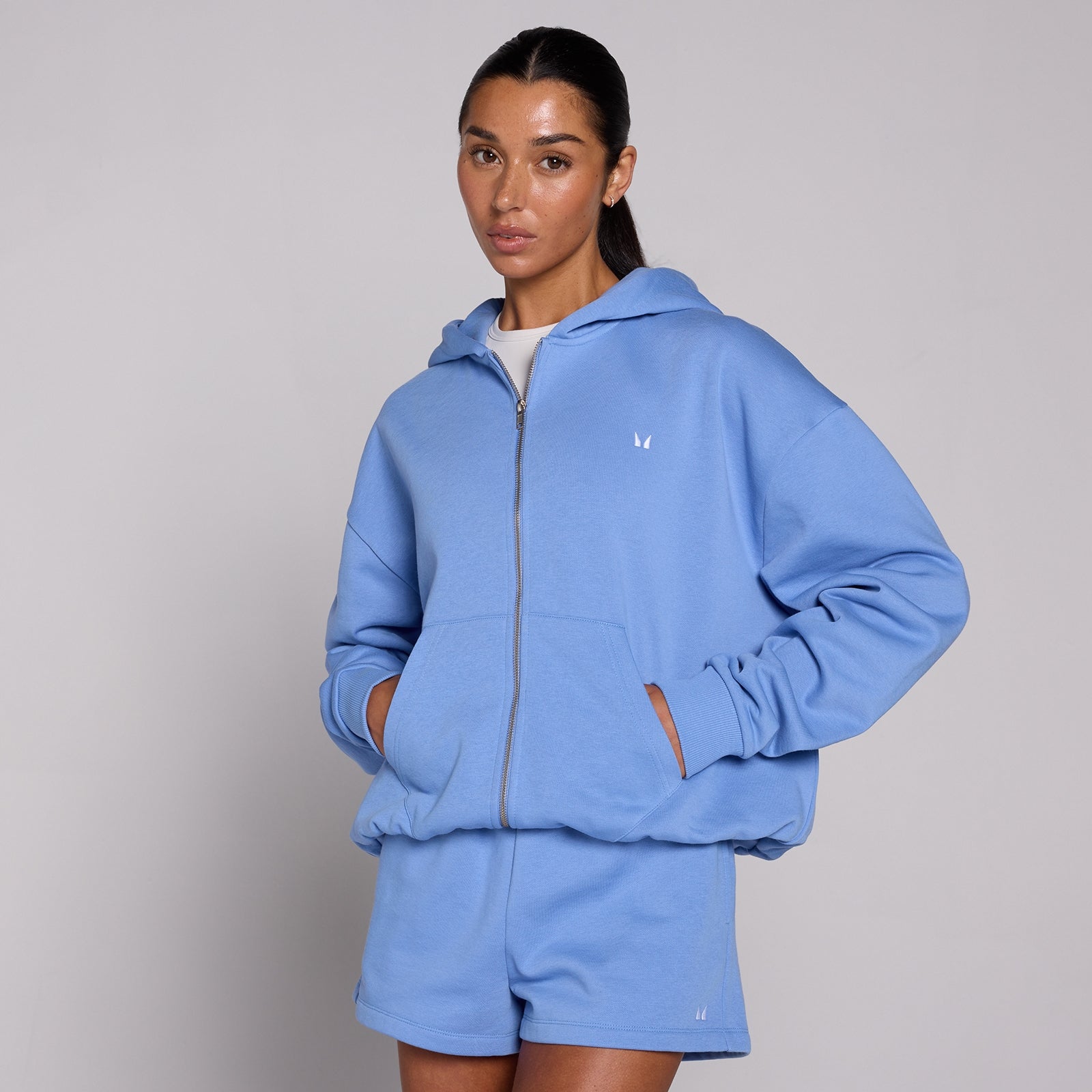 Sweat à capuche zippé Basics MP femme - Bleu bleuet - XXL