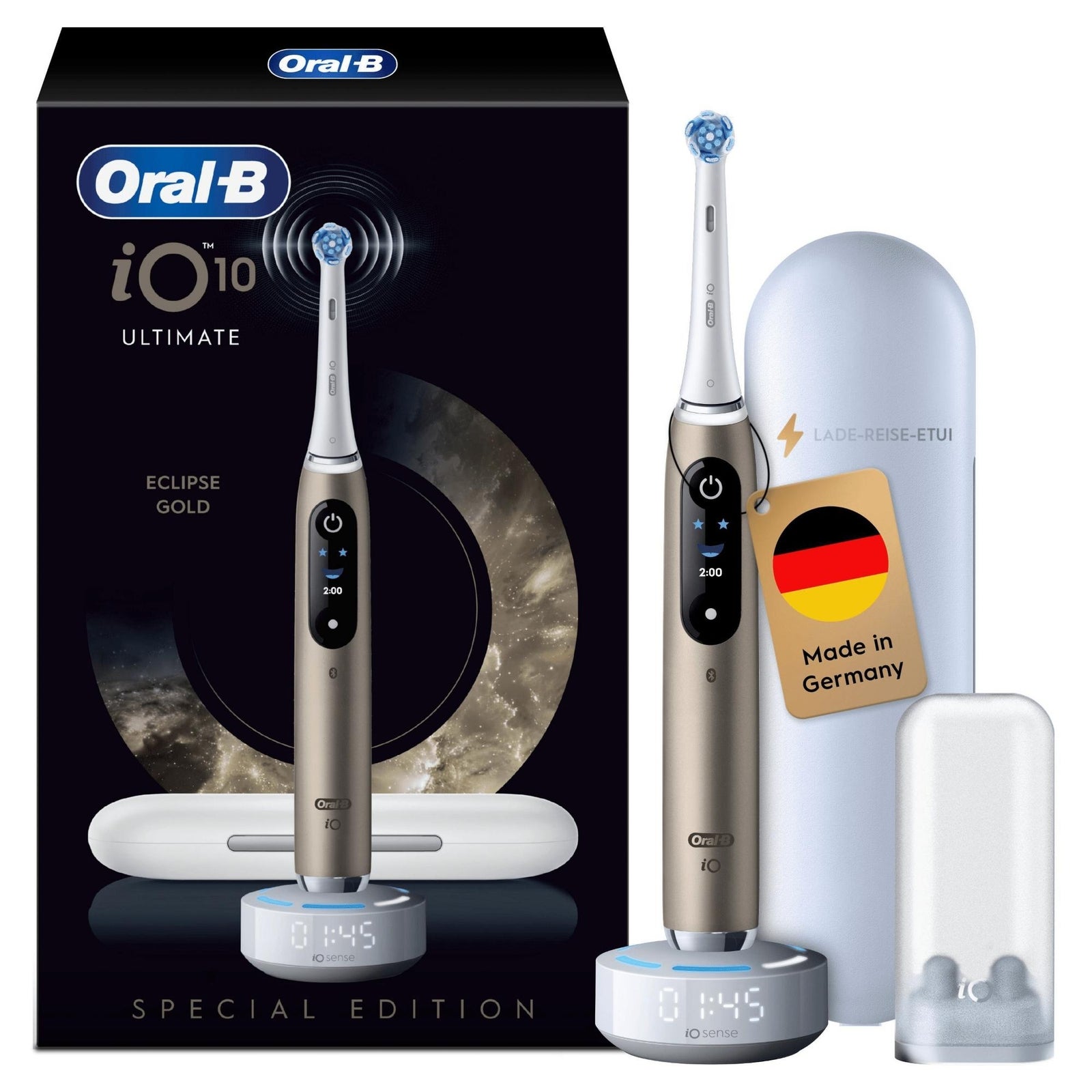 Oral-B Gold Weiß Elektrische Zahnbürste "Io Series 10" 1 Stk. Aufsteckbürsten Inkl. 1 Aufsteckbürste Io Sense Schnellladestation Lade-Reise-Etui von Baur - Image 7