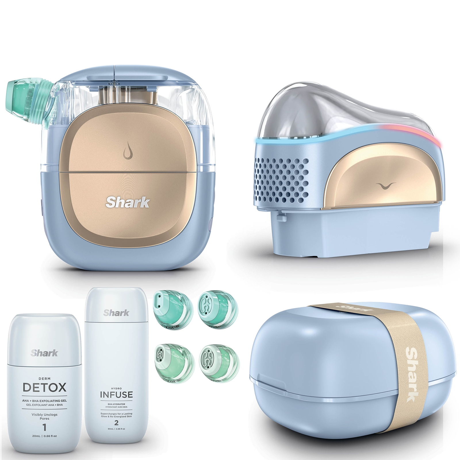 Shark Beauty Facialpro Glow + Depuffi At Home Facial - Spa Blue