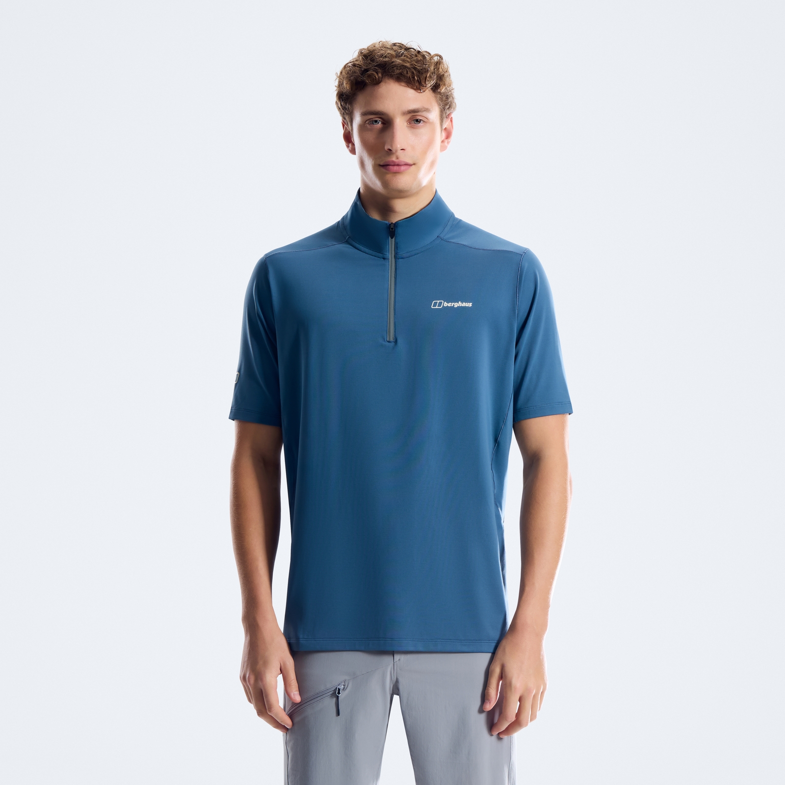 Image of Men's Bowburn Half Zip Tech Tee - Blue