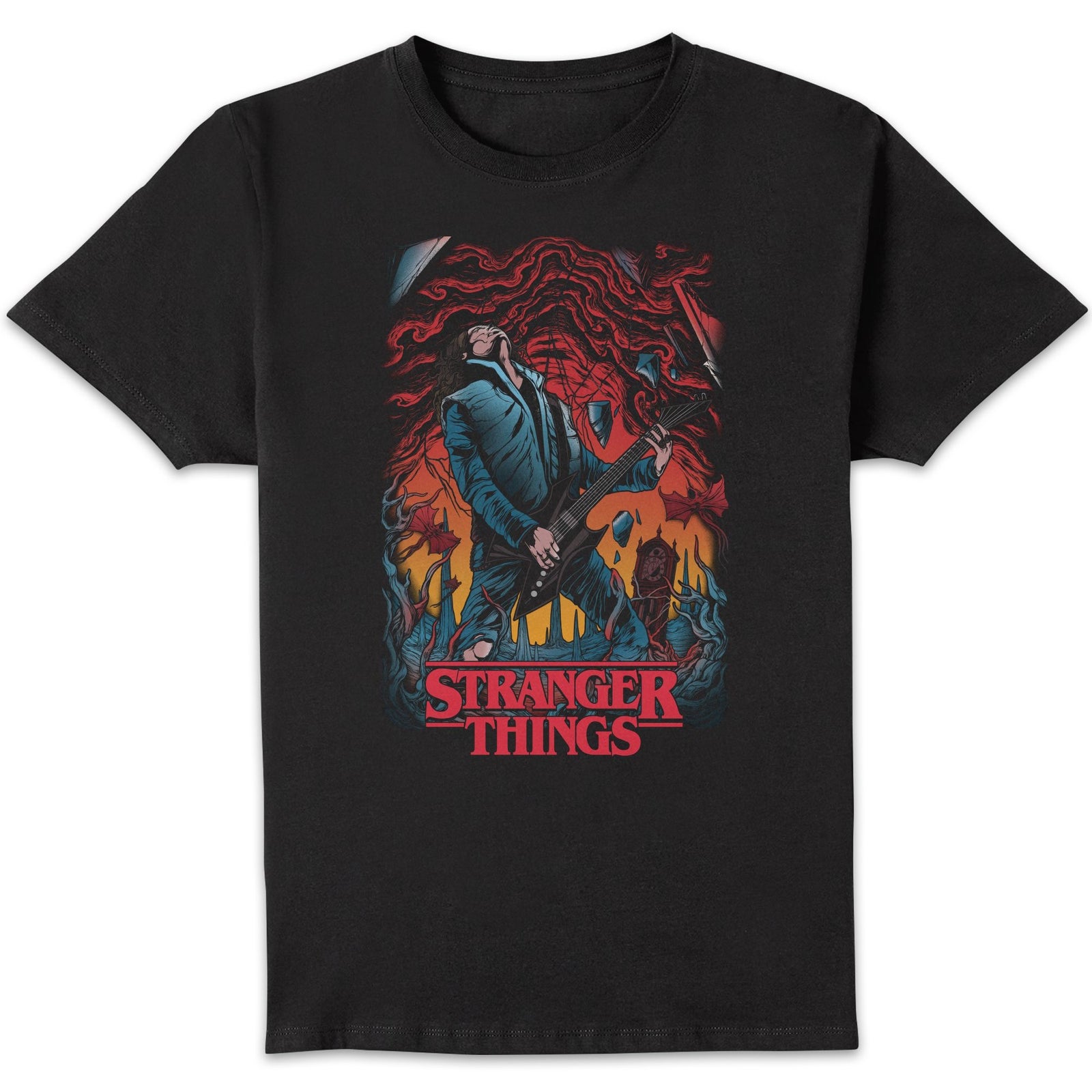 Stranger Things Guitar Unisexe T-shirt - Noir