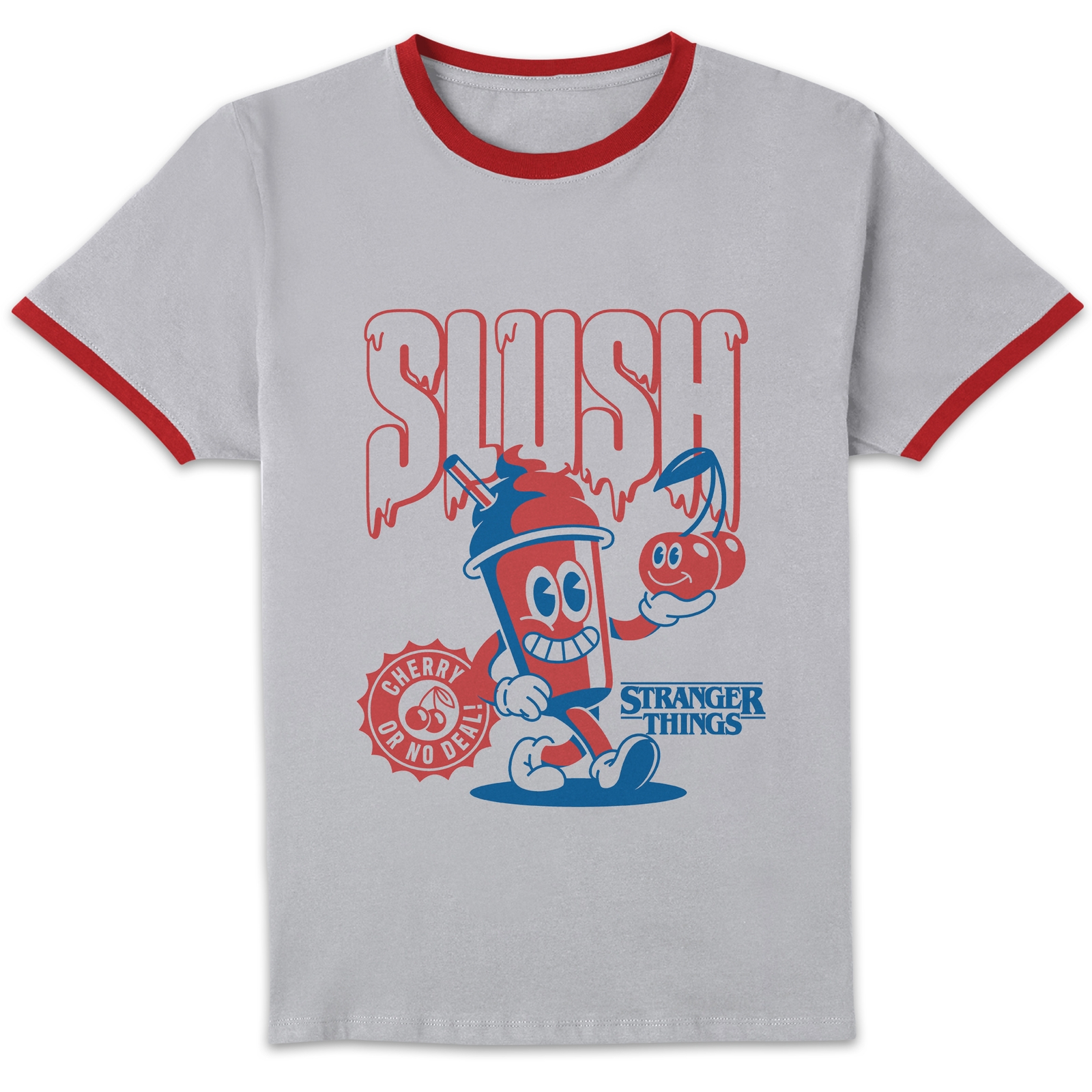 Stranger Things Slush Unisex Ringer T-Shirt - White/Red - M