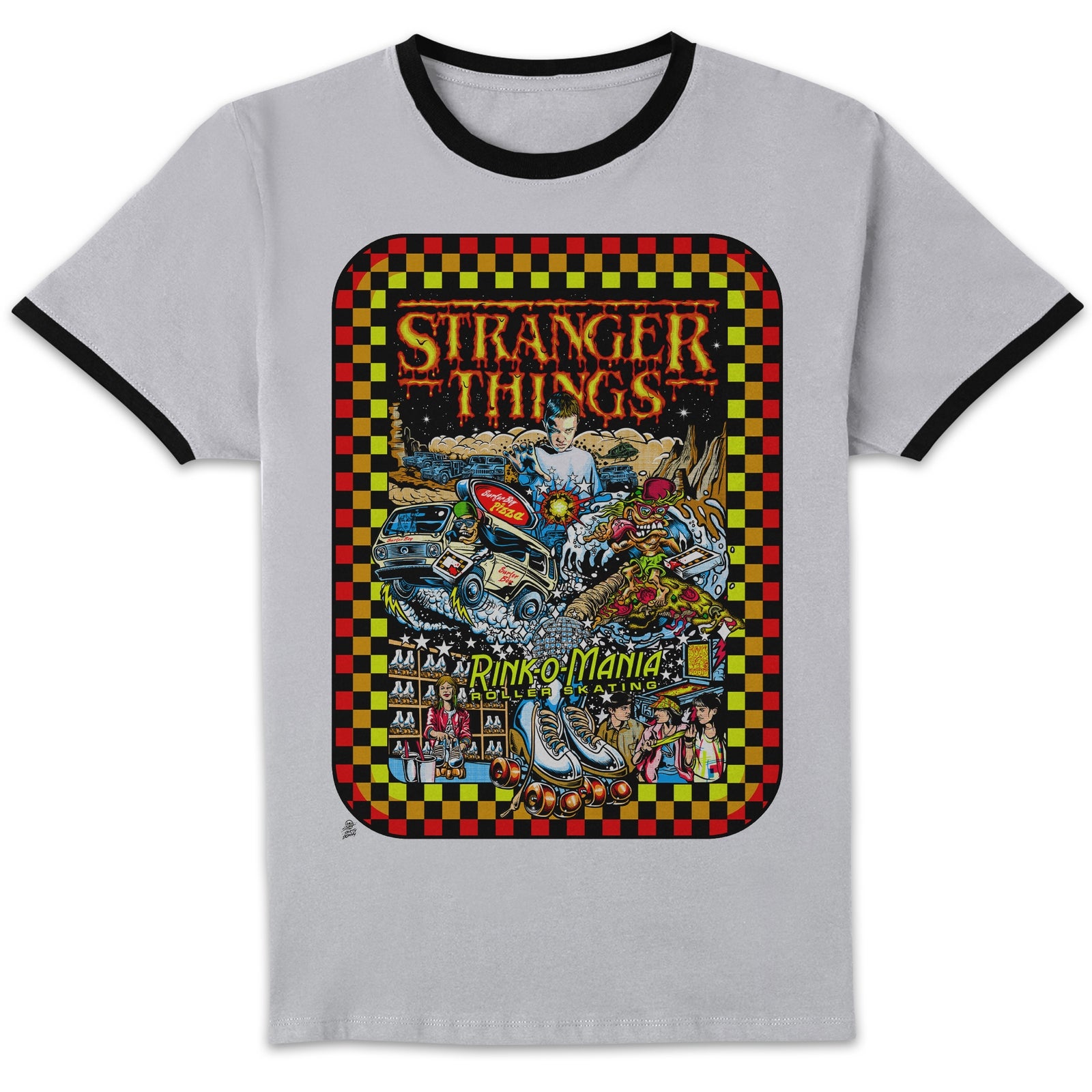 Stranger Things Stranger Things Retro Racer Unisex Ringer T-Shirt - White/Black