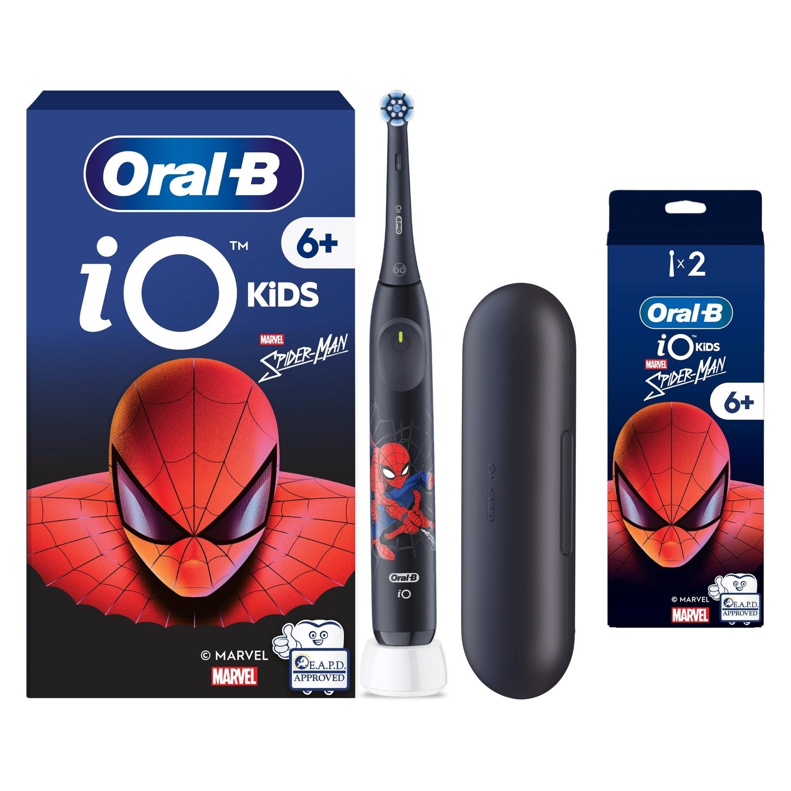 Oral-B iO Kids Marvel Spiderman Electric Toothbrush with Travel Case - Toothbrush + 2 Toothbrush Heads