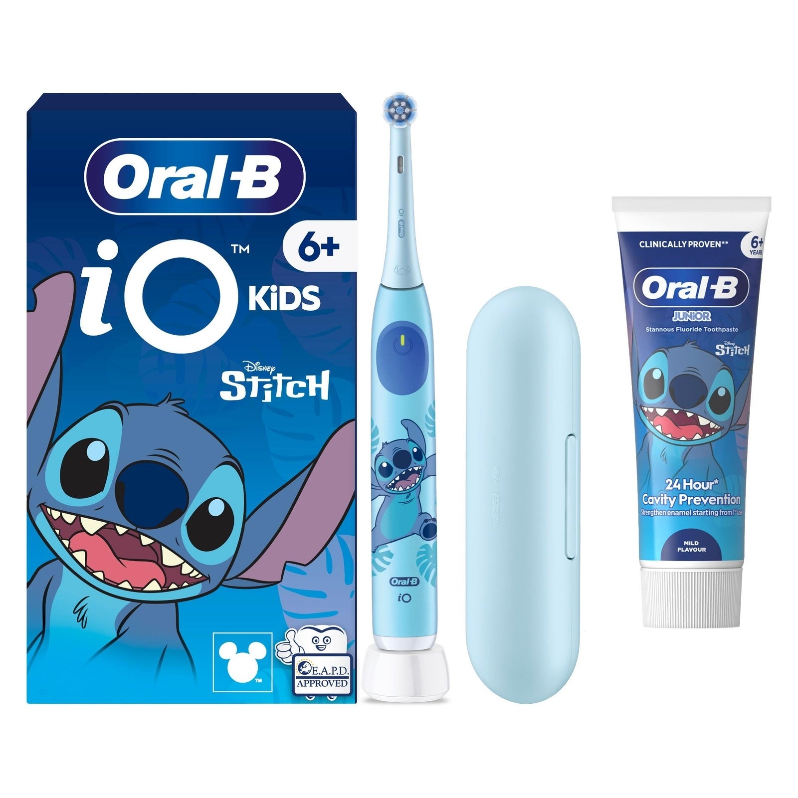 Oral-B iO Kids Disney Stitch Electric Toothbrush with Travel Case - With Toothpaste - Toothbrush: retailer-supplied image