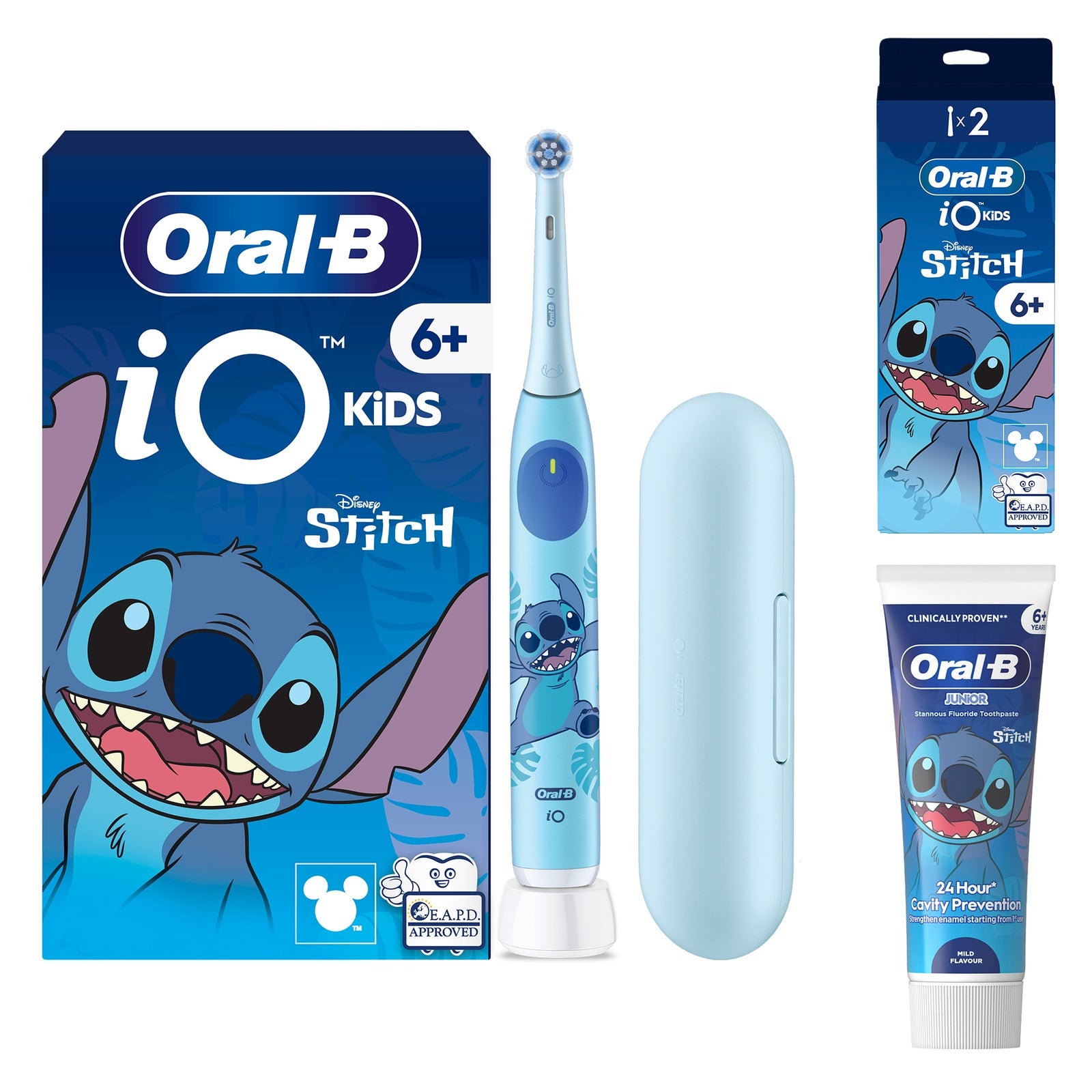 Oral-B iO Kids Disney Stitch Electric Toothbrush with Travel Case - With Toothpaste - Toothbrush + 2 Toothbrush Heads: retailer-supplied image