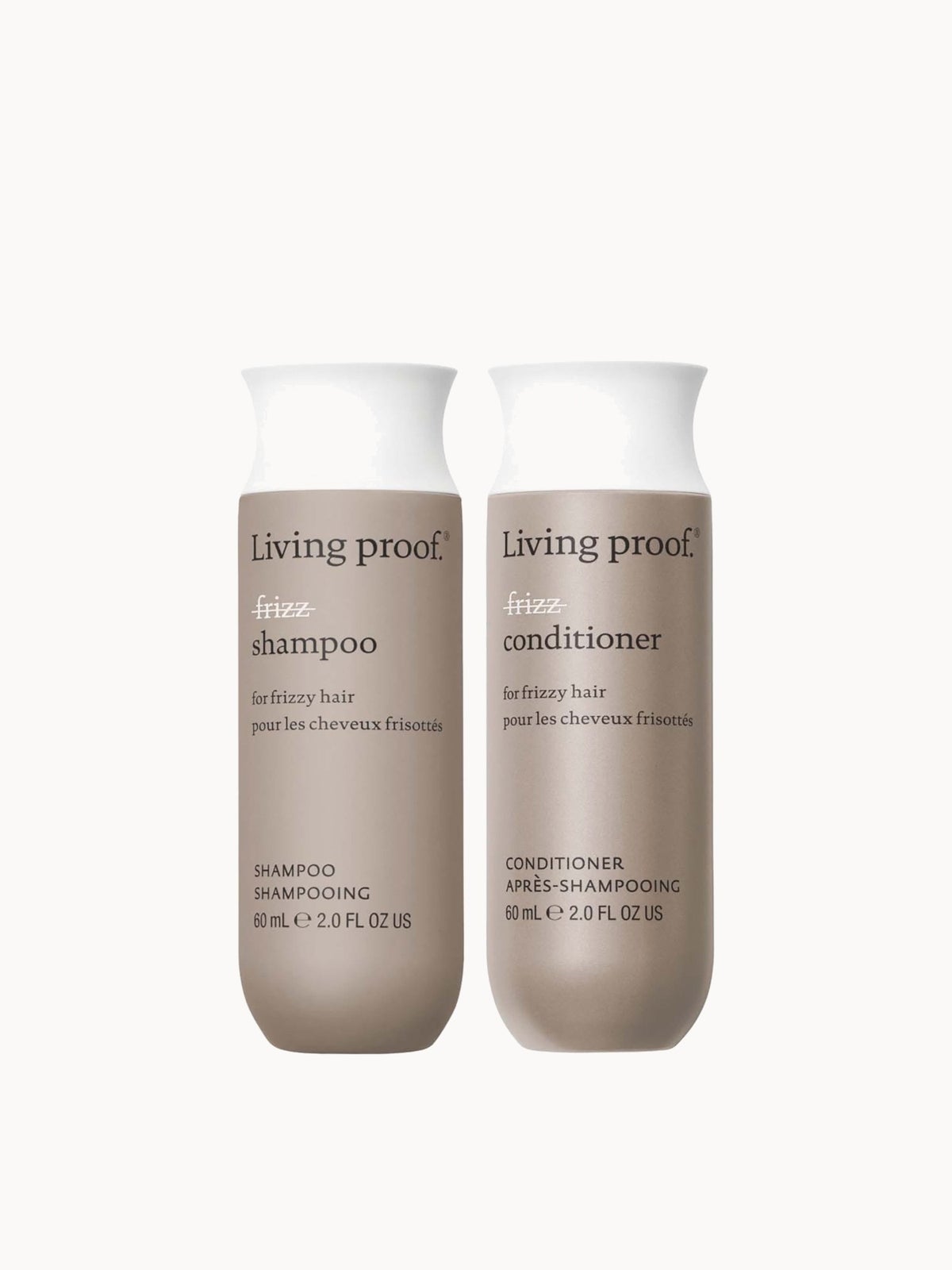 Living Proof No Frizz Shampoo and Conditioner Travel Size Bundle for Frizz Control, Smoothness and Shine