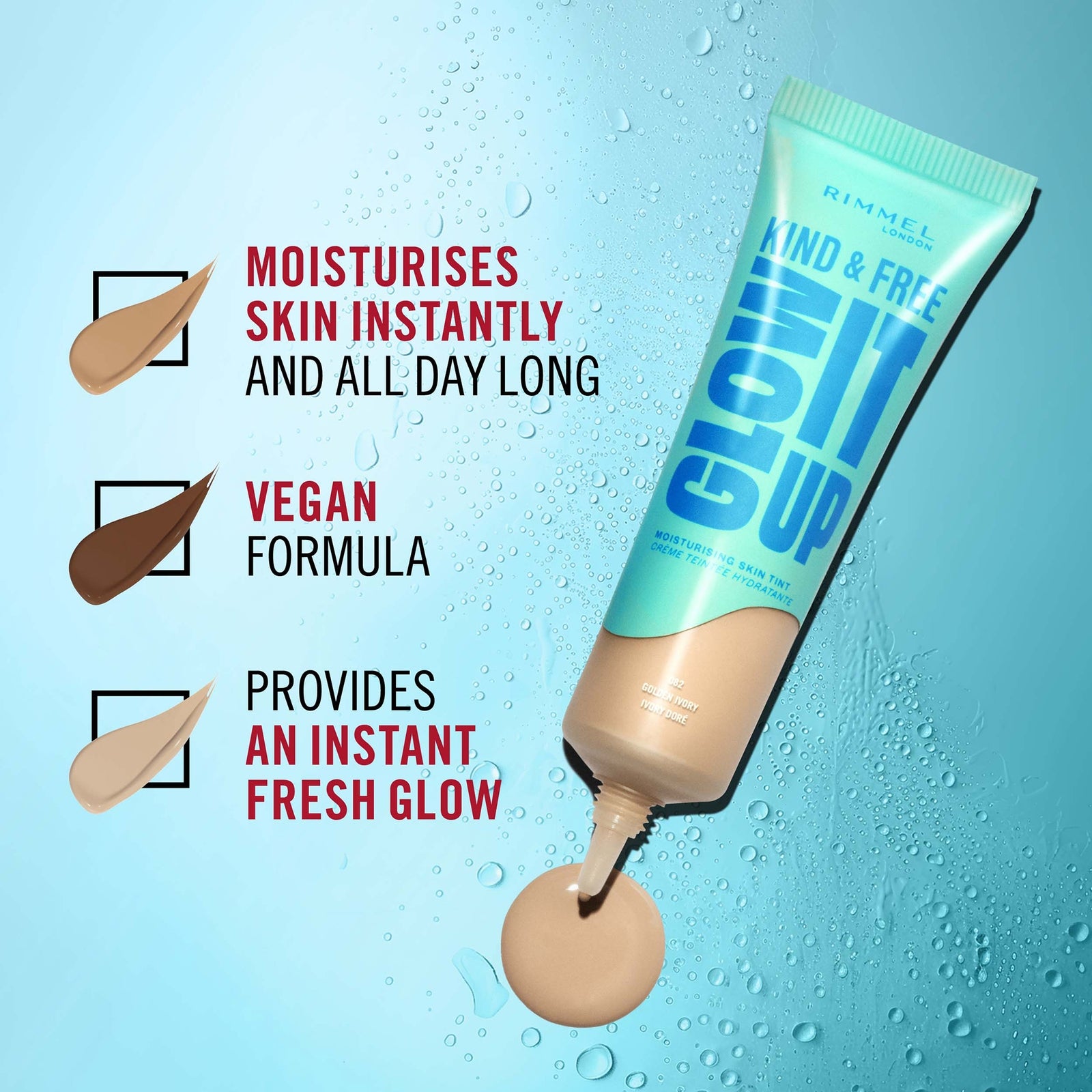 Rimmel London Kind & Free GLOW IT UP Moisturising Skin Tint 30ml (Various Shades) - 504 Deep Mocha 3