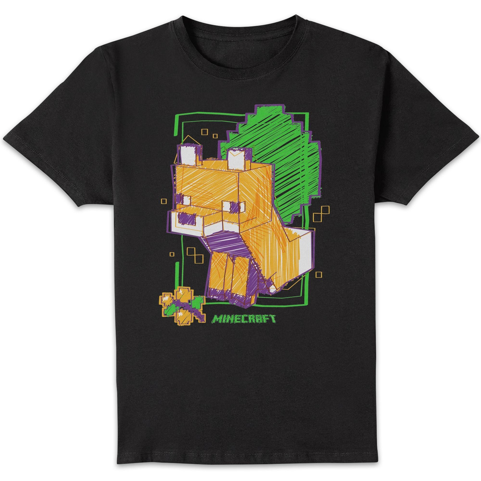 Minecraft Fox Unisex T-Shirt - Black - M
