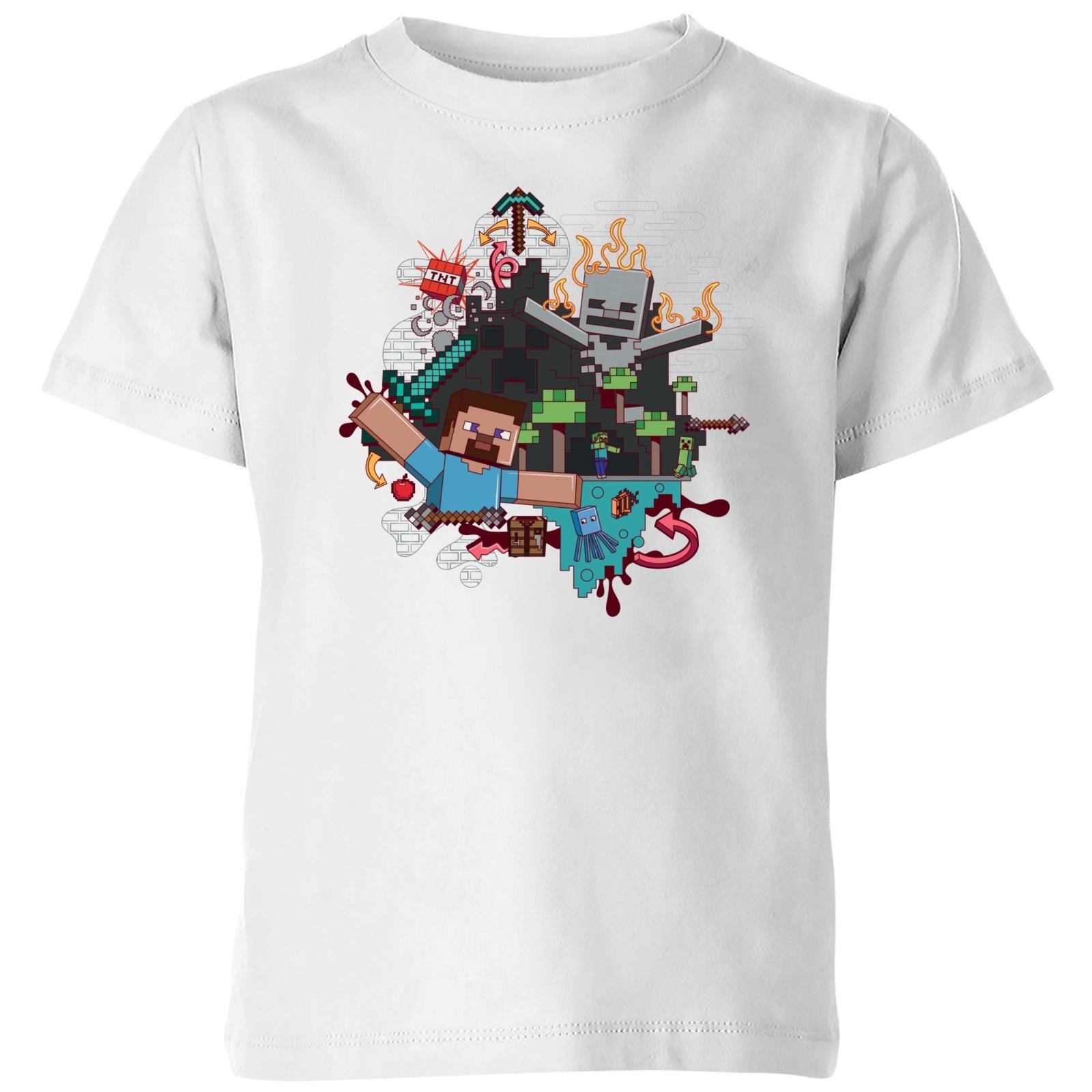 Minecraft Wall Art Kids' T-Shirt - White - 5-6 Years