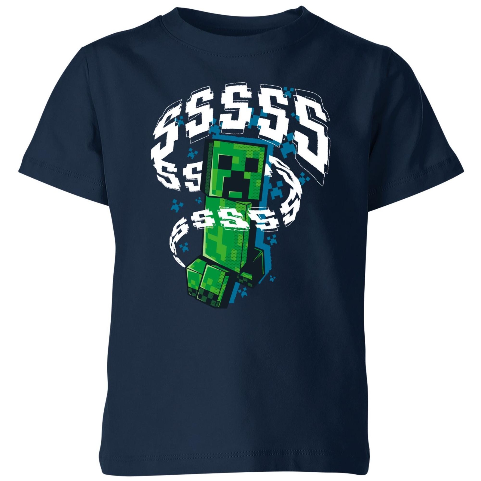Minecraft Creepersss Kids' T-Shirt - Navy - 11-12 Years