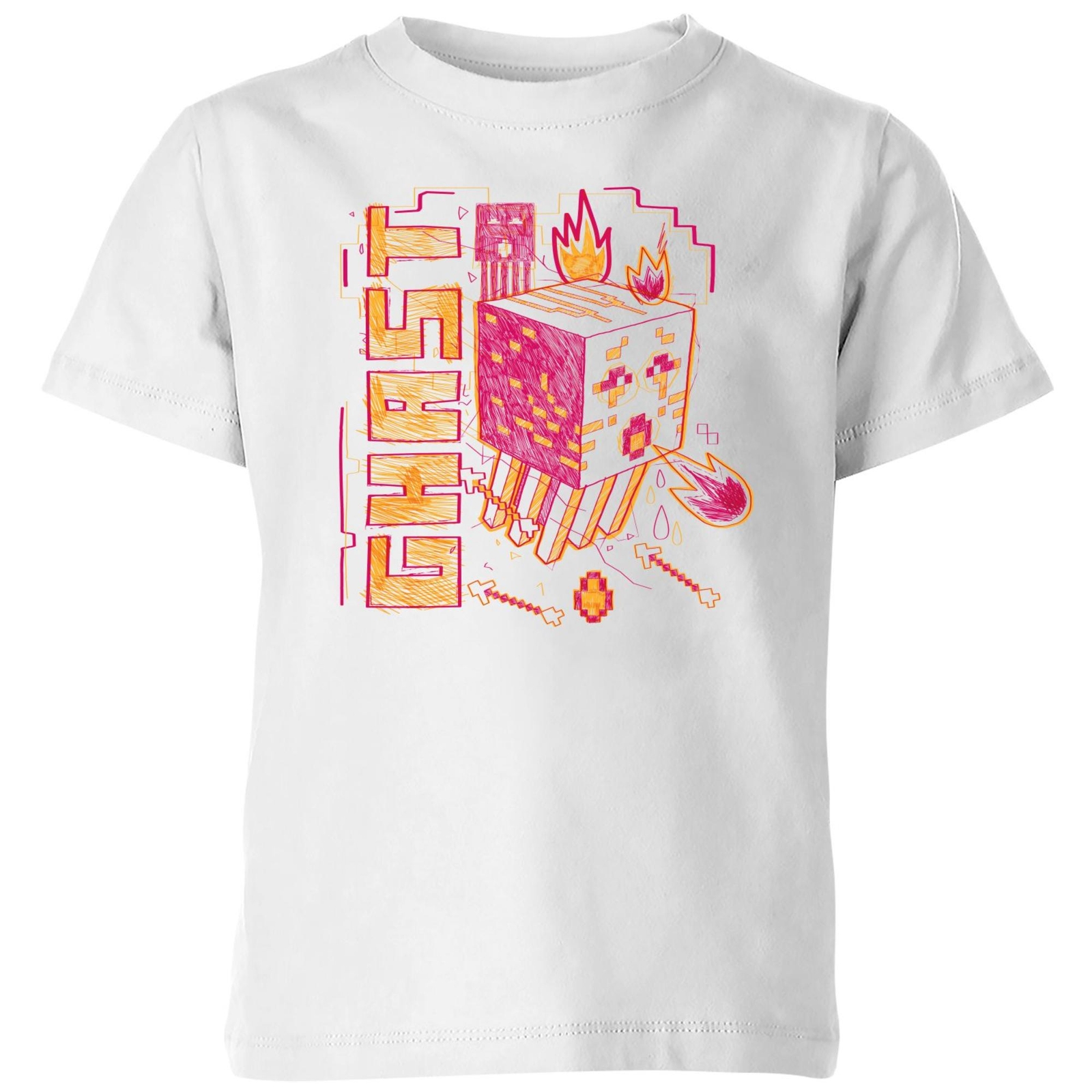 Minecraft Drawing Ghast Kids' T-Shirt - White - 7-8 Years