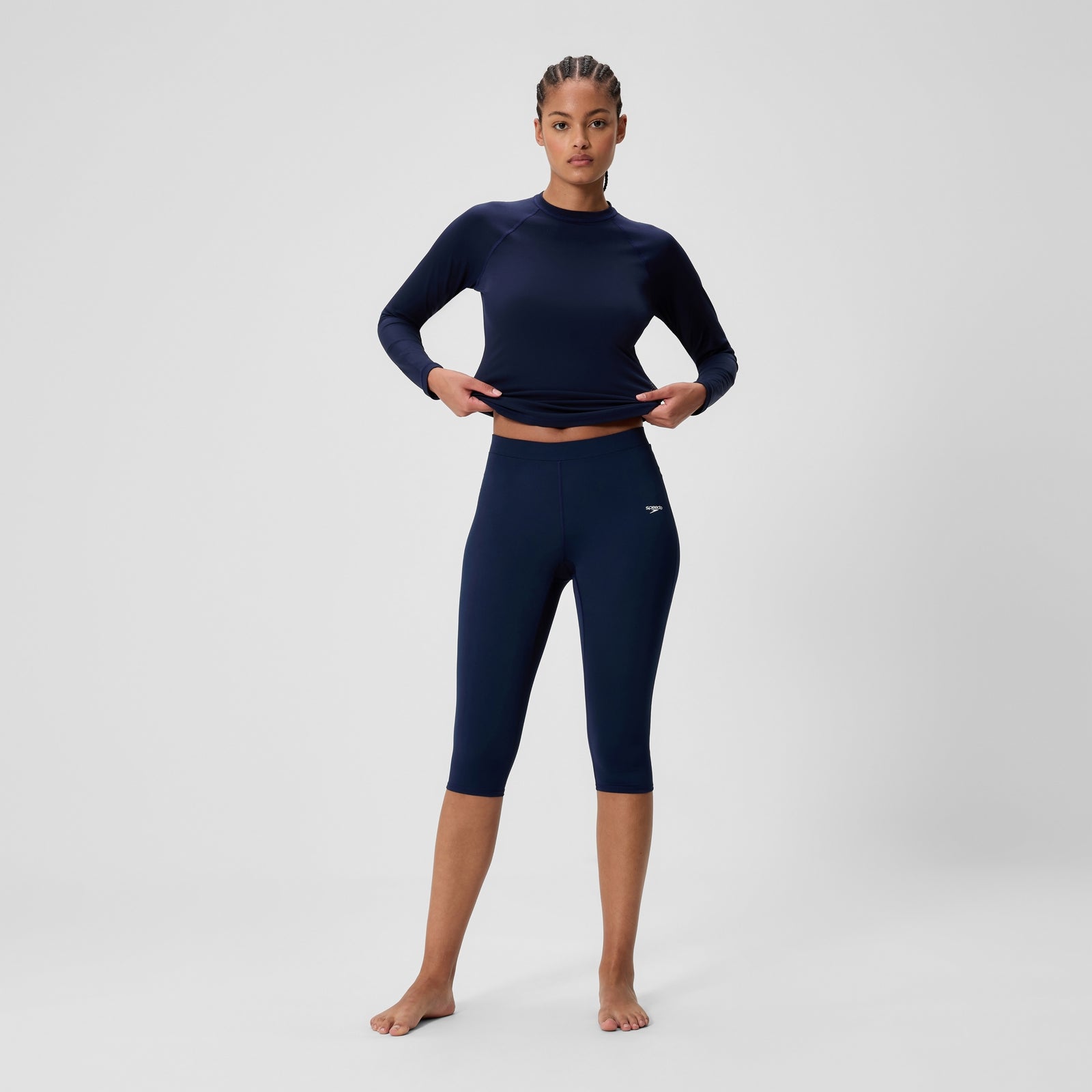 Legging de bain trois-quarts Femme Endurance+ bleu marine