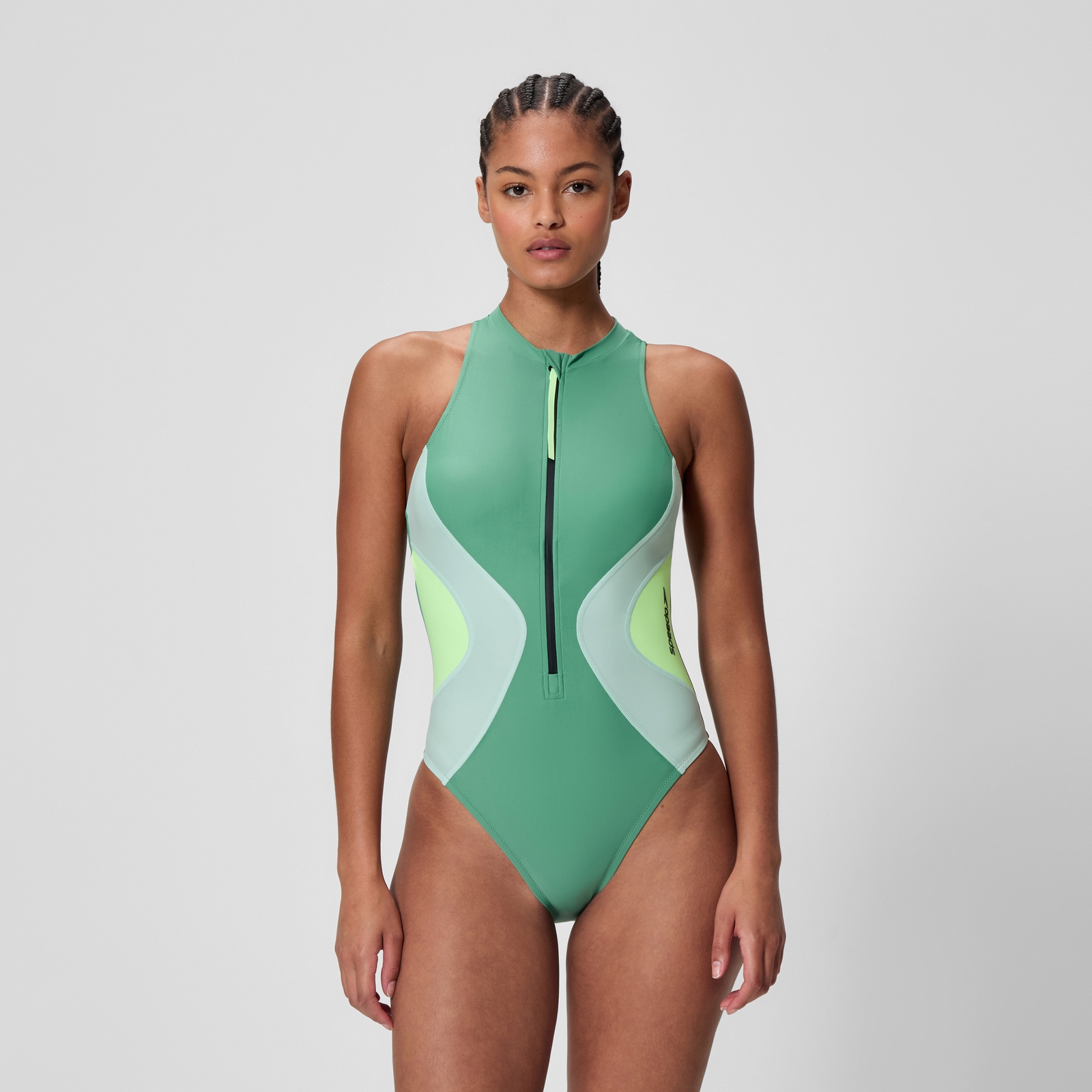 Women's Ocean Flex Zip Swimsuit Green - XS