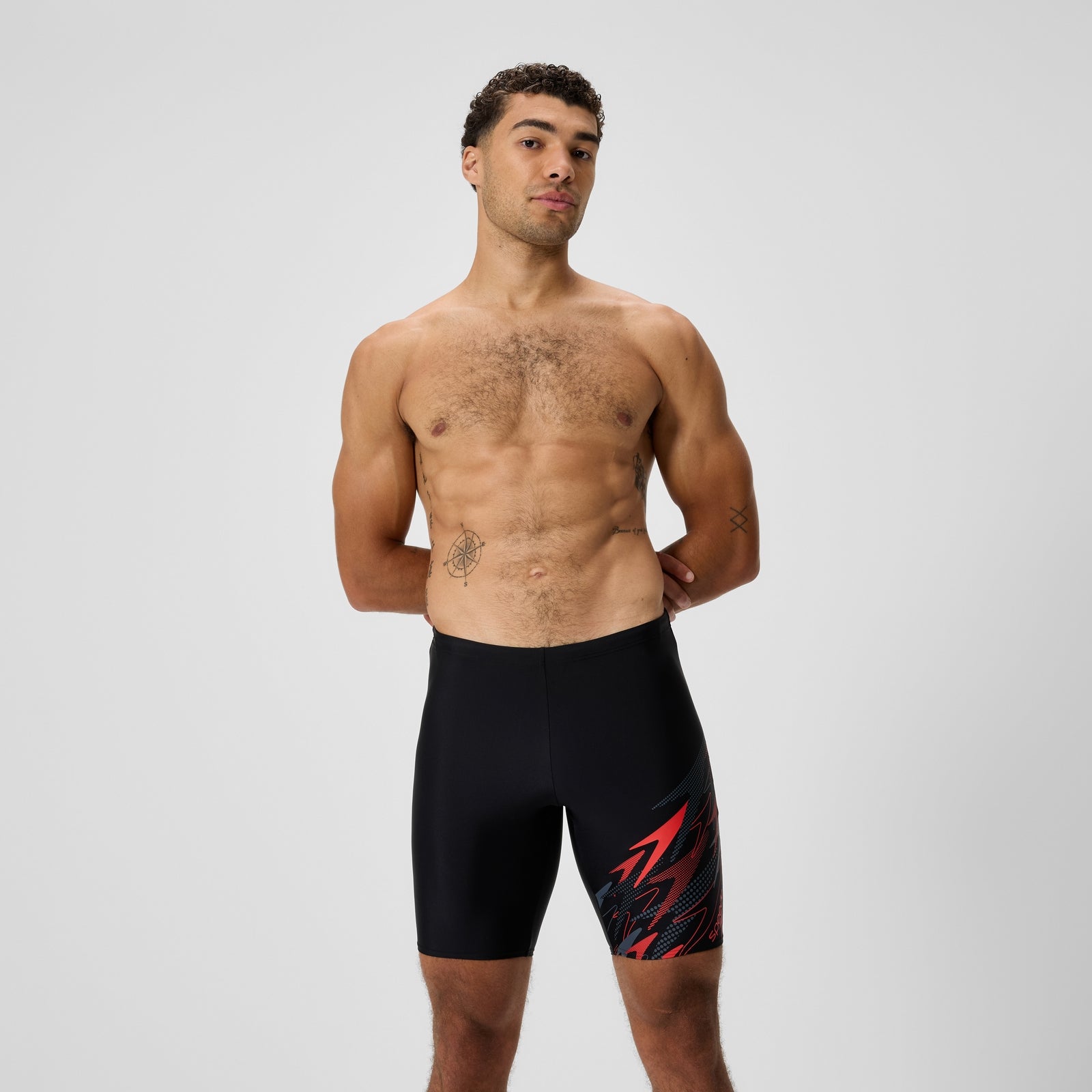 Speedo Herren Medley Schwimmhose Mit Logo Schwarz/Rot