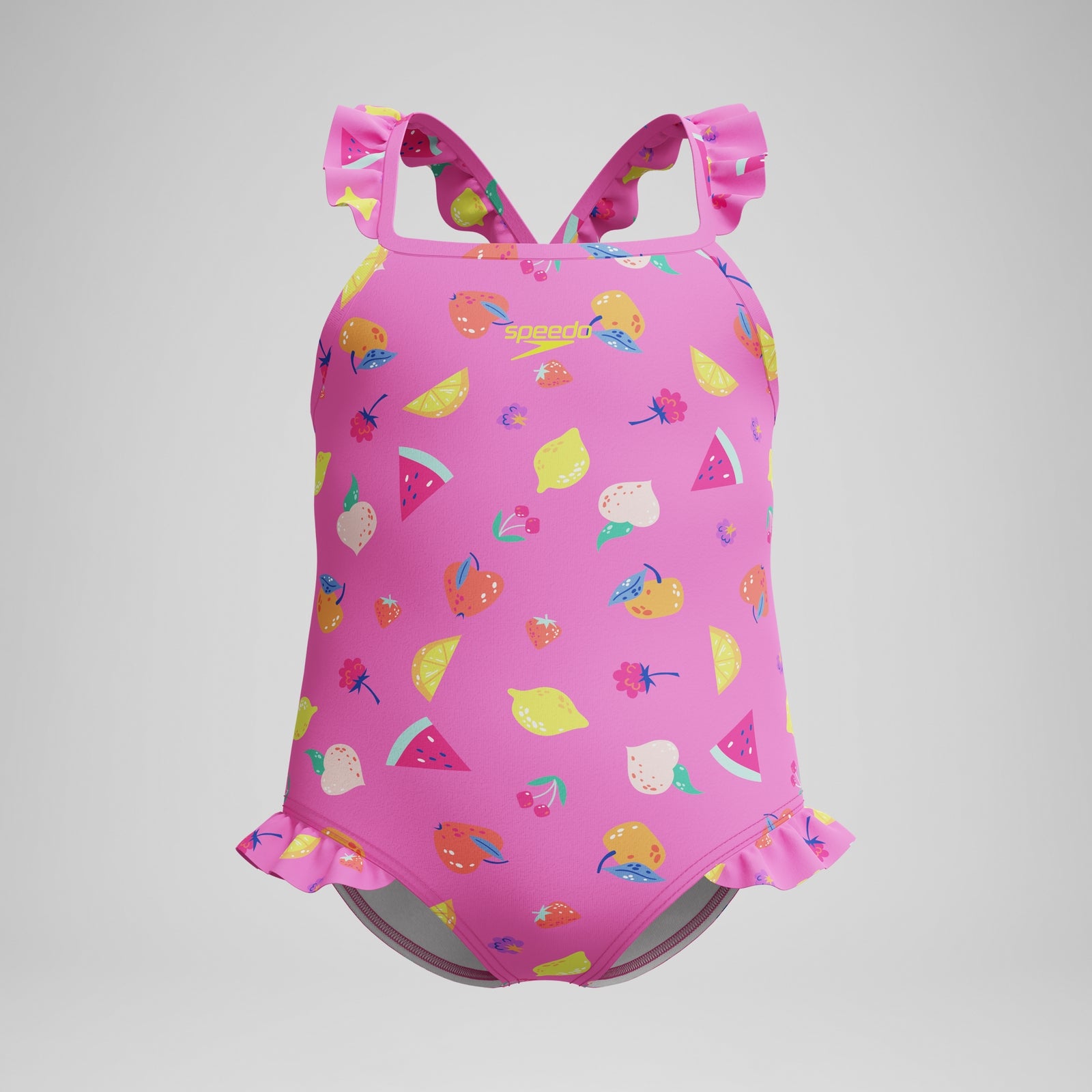 Infant Girls Printed Frill Thinstrap Swimsuit Pink