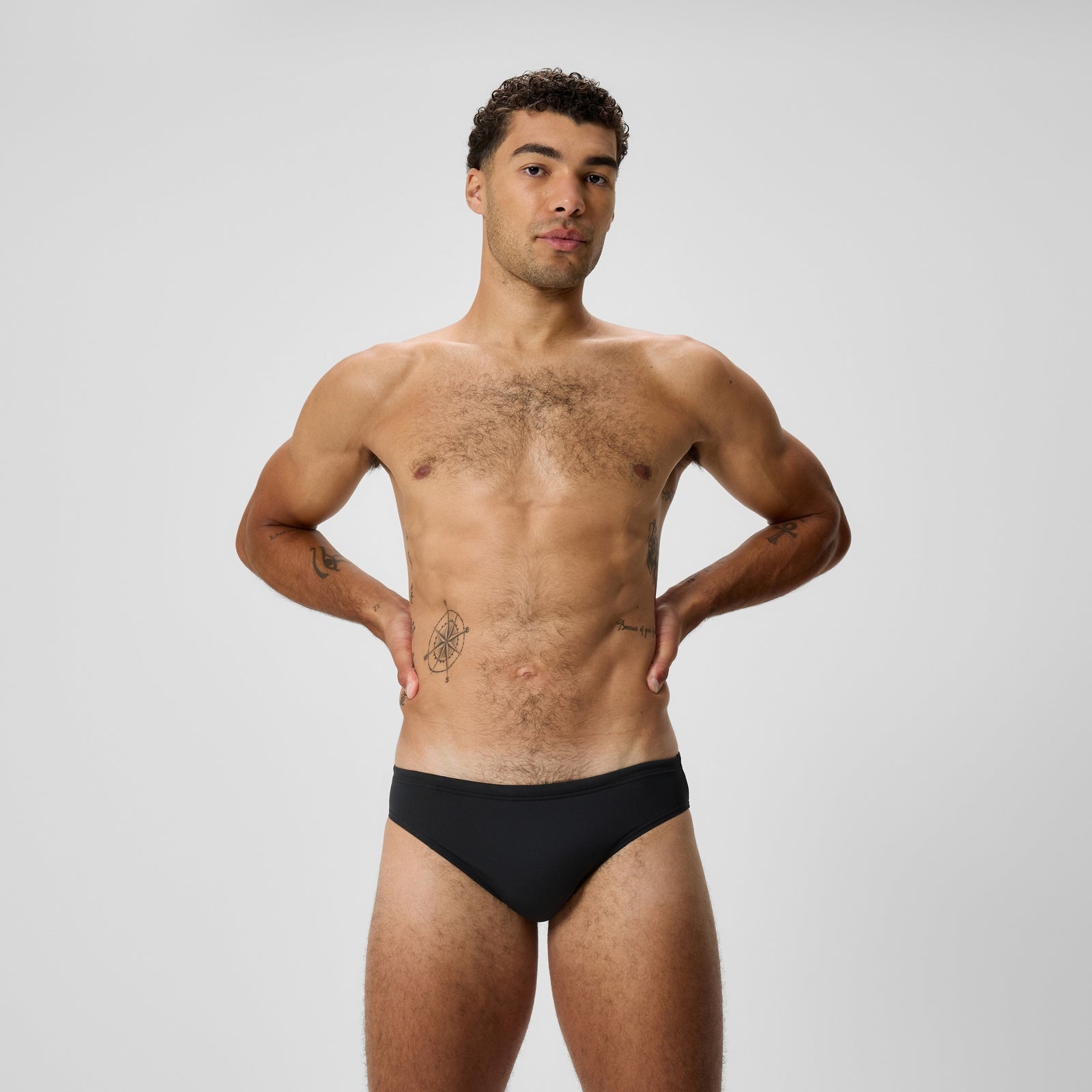 Herren Boom Einfarbige Badehose Schwarz