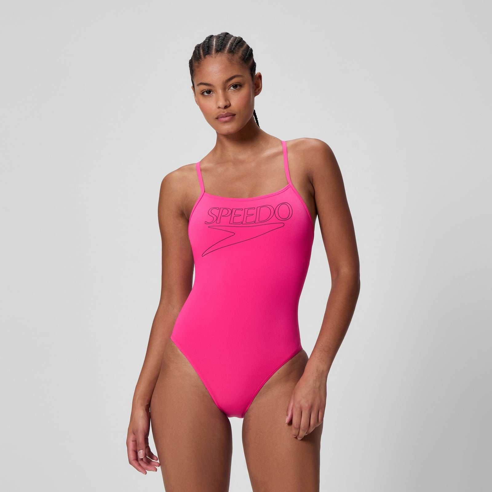 Damen Endurance+ Badeanzug mit Logo und dünnen Trägern Pink