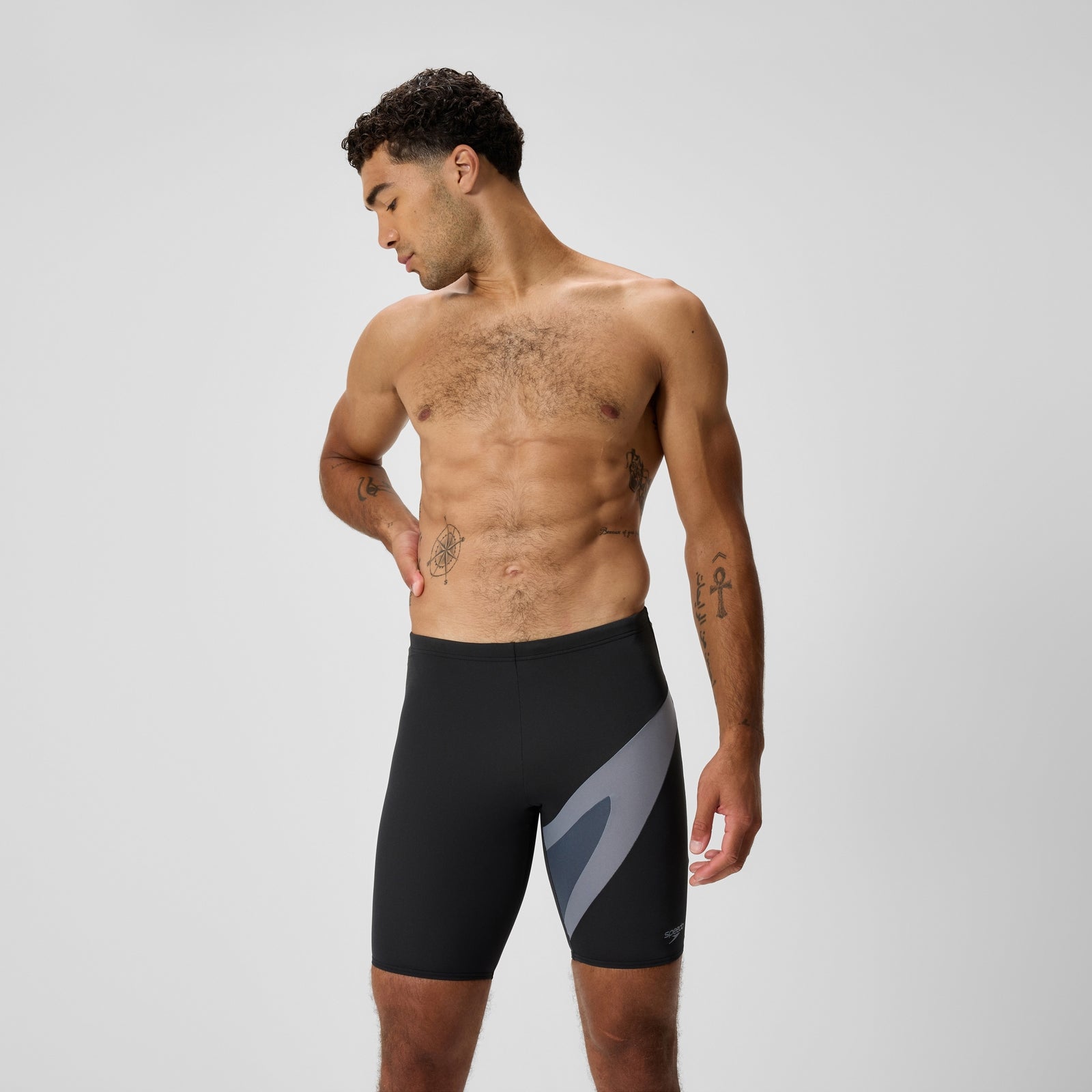Speedo Herren Hyperboom Schwimmhose Schwarz/Grau