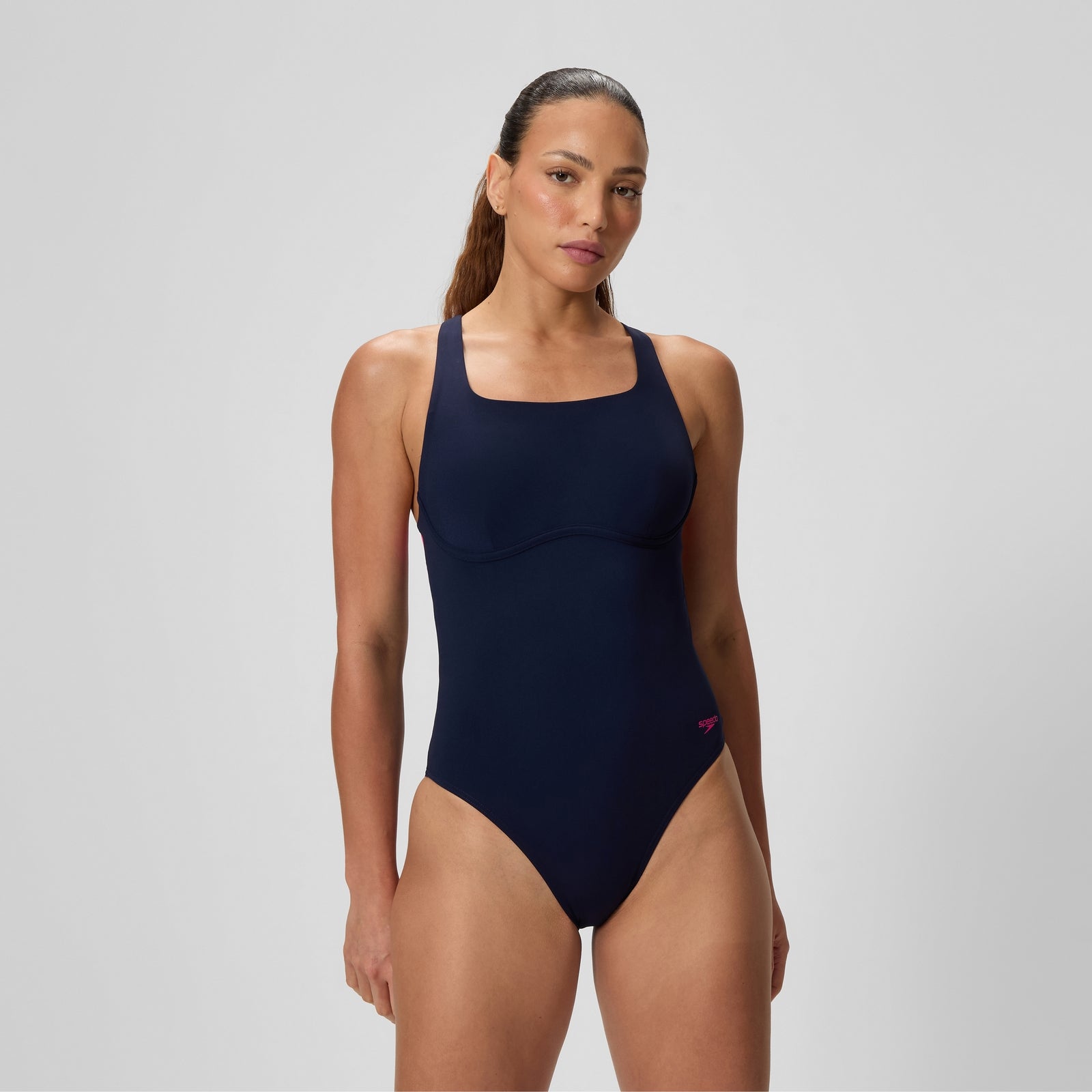 Speedo Damen Badeanzug Mit Flexband Marineblau/Pink
