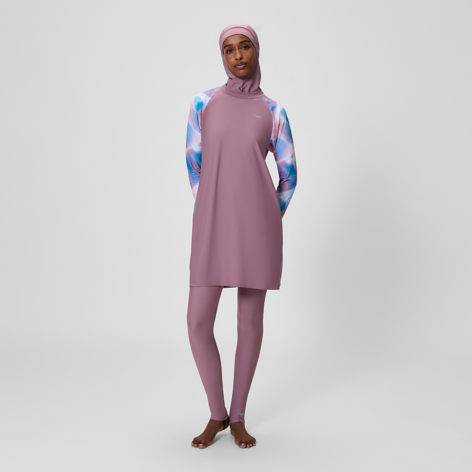 Women's Printed Modesty 3 Piece Swim Set Mauve