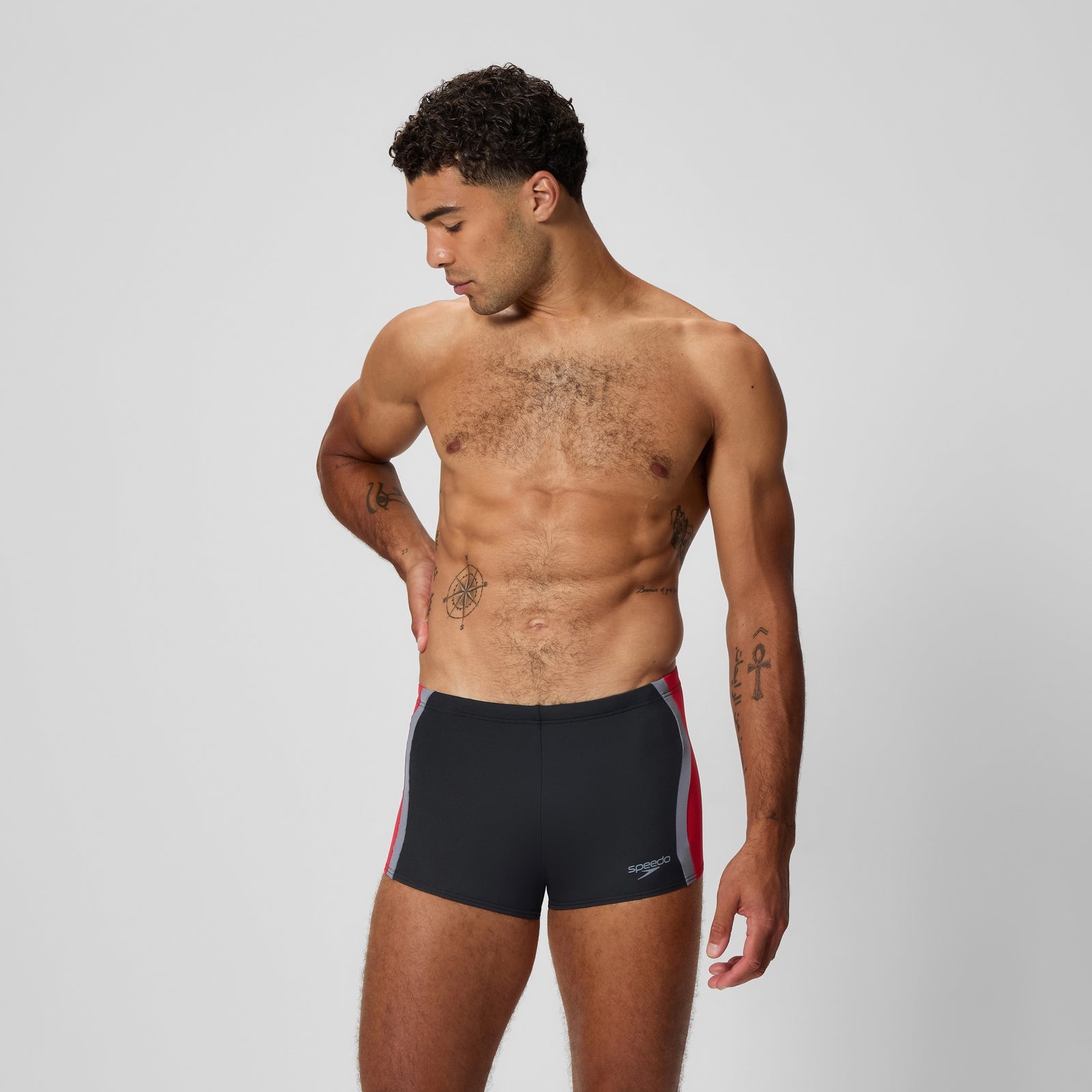 Speedo Herren Aquashorts Mit Passe Schwarz/Rot